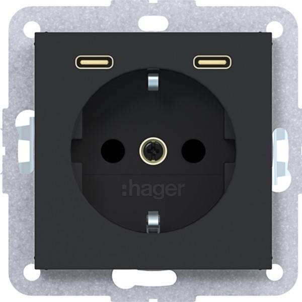 Hager Stkd SCHUKO USB-C 2f 20W WAS4055BM