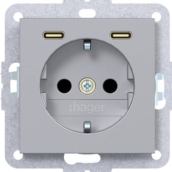 Hager Stkd SCHUKO USB-C 2f 20W WAS4055TA