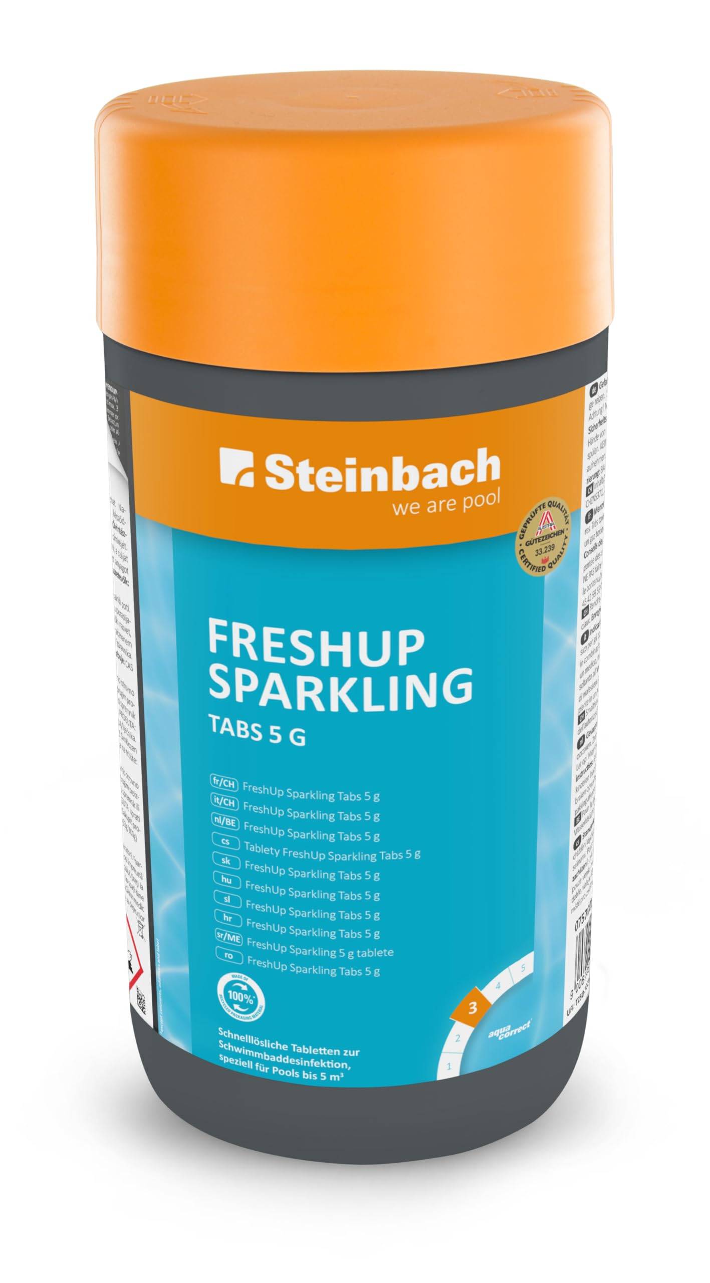 Steinbach | FreshUp Sparkling | Poolpflege in 5g Portionen | 1kg Packung | ideal zur Wasseraufbereitung | einfache Anwendung | sorgt für klares