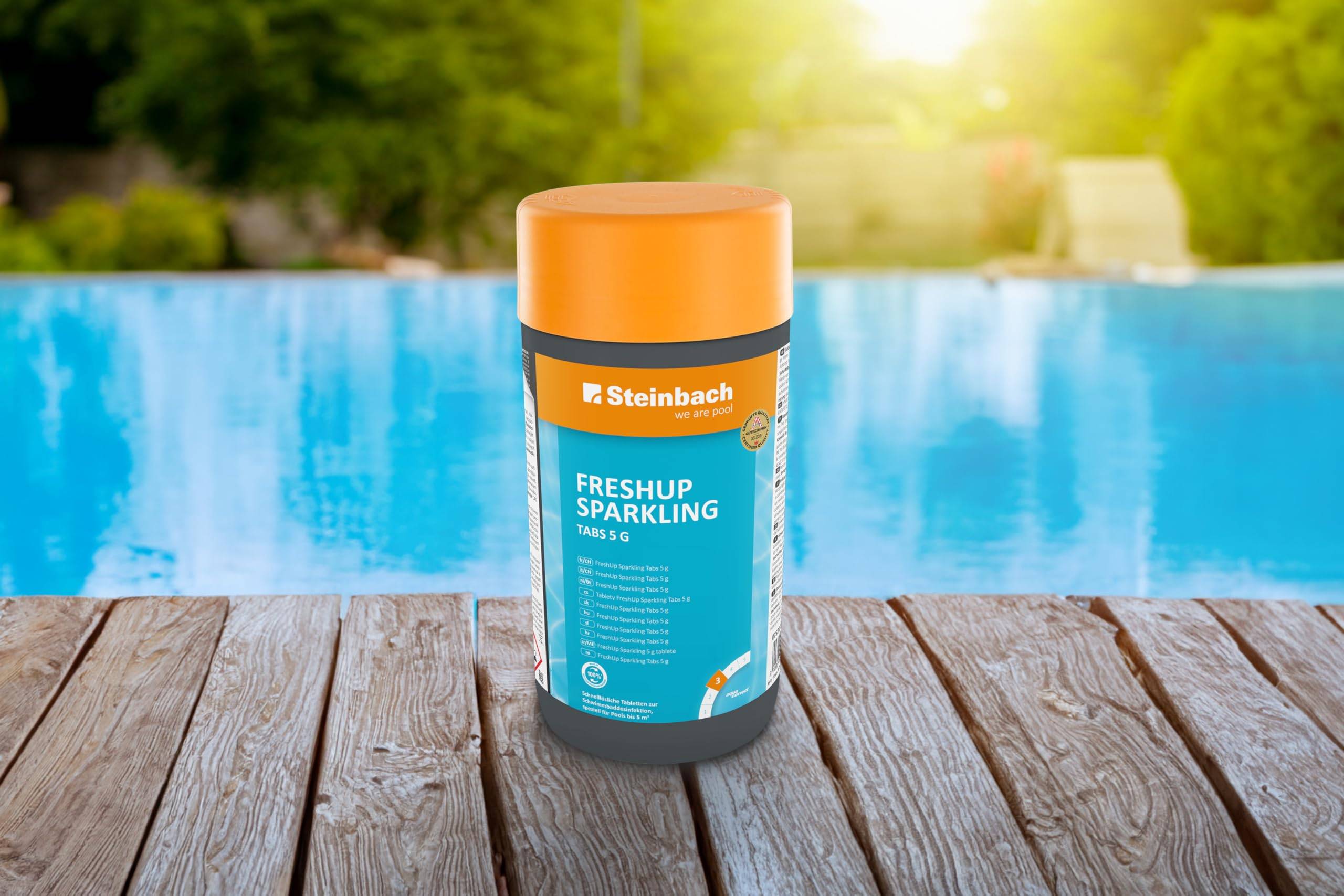 Steinbach | FreshUp Sparkling | Poolpflege in 5g Portionen | 1kg Packung | ideal zur Wasseraufbereitung | einfache Anwendung | sorgt für klares
