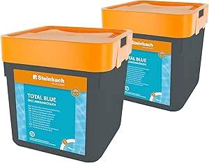 Steinbach | Total blue Poolpflege | 20g langsamlöslich | praktisches 2X 5 kg Set | effektive Chlorprodukte für strahlendes Wasser | zuverlässige De