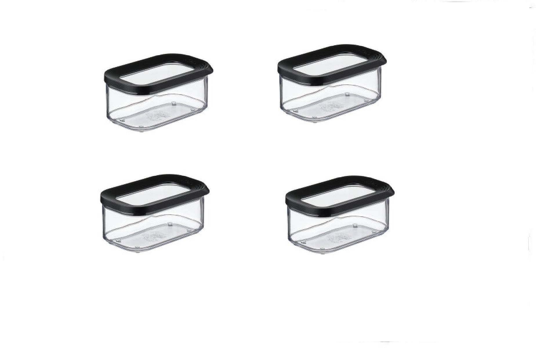 Mepal | Modula Set – 4-teilig | Vorratsdosen 425 ml | luftdicht & stapelbar | ideal für trockene Lebensmittel | Black Edition
