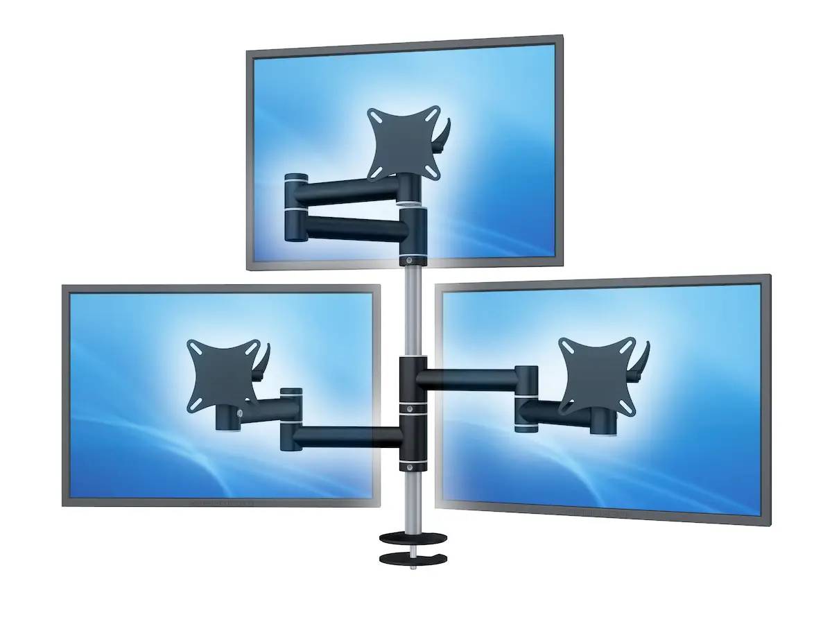Flex-System Monitorhalterung für 3 Monitore Einbauadapter mit Kabelauslass (MA) 2+1 - 25''-32''