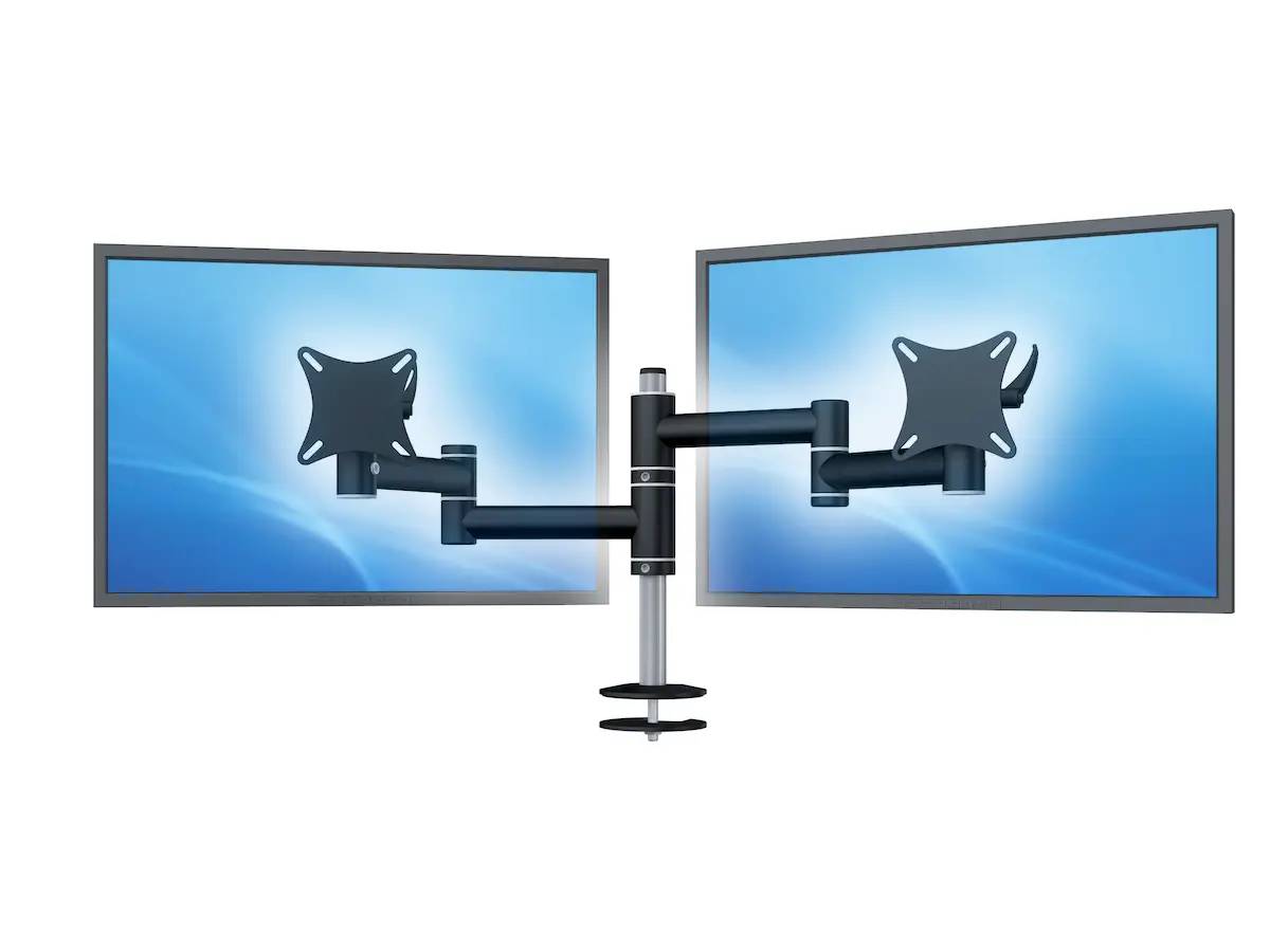 Flex-System Monitorhalterung für 2 Monitore Einbauadapter mit Kabelauslass (MA) 2er - 17''-24'' Kopie