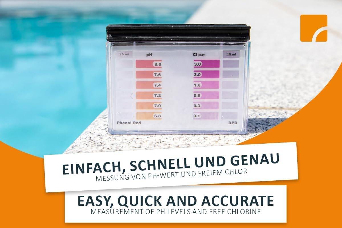 Steinbach | Poolpflege Starter Set | inkl. Algezid, Total Blue 20g, 50er Teststreifen Kit, Dosierschwimmer & Testkit für pH-Wert/Chlor | ideal zur