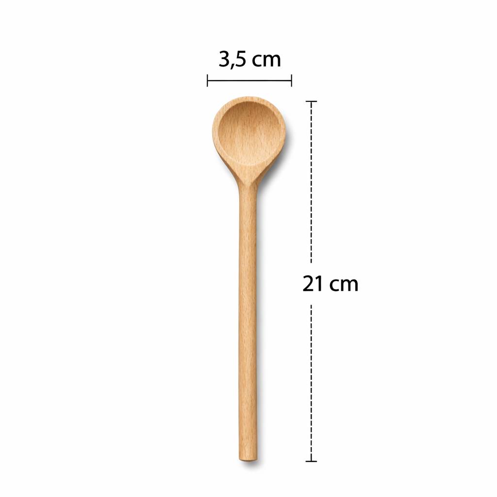 Neustanlo Holz Kochlöffel 21 cm | Rührlöffel aus naturbelassenem Holz | Ø 3,5 cm Laffe | lebensmittelecht & hitzebeständig | schonend für Antiha