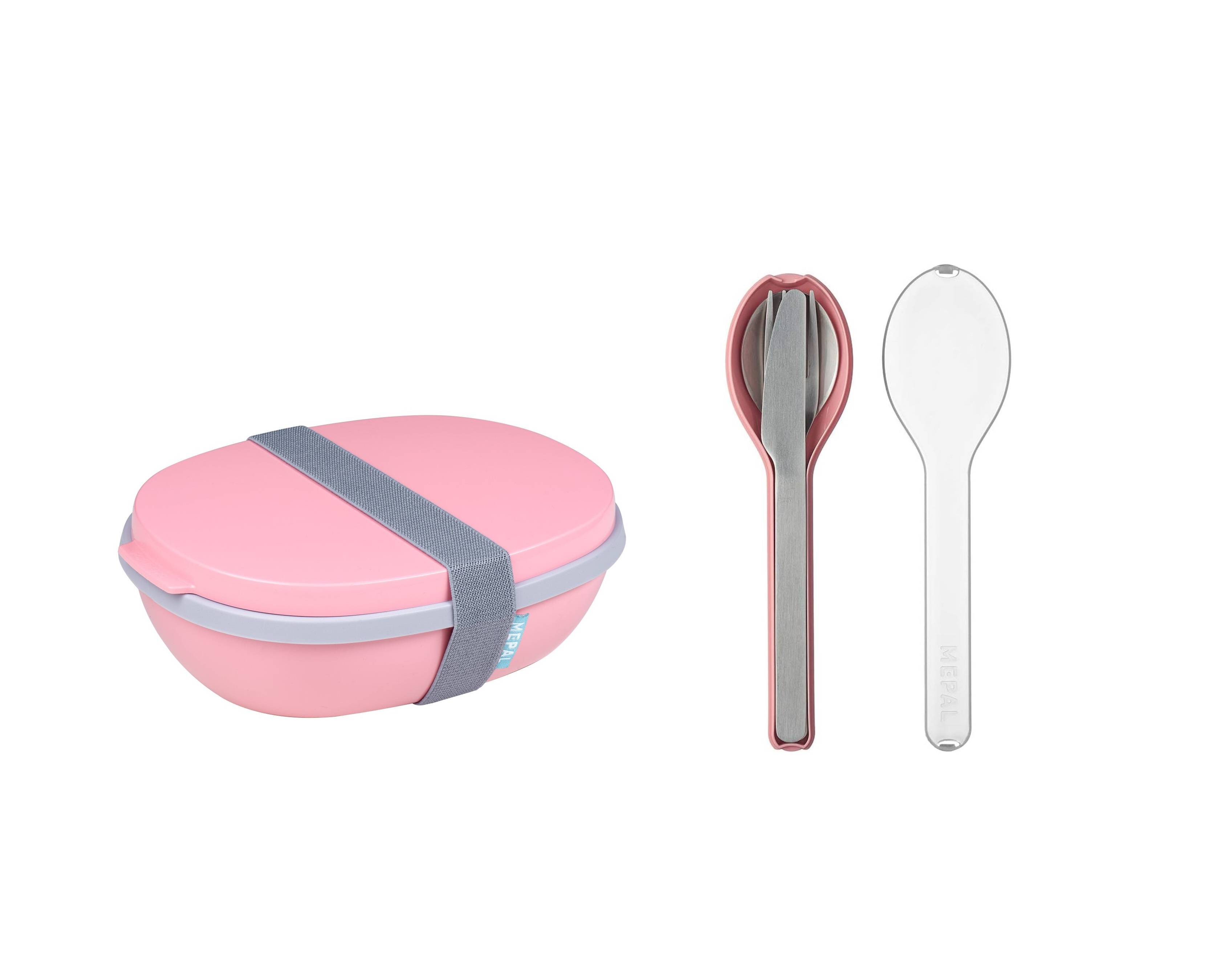 Mepal - Lunchbox Ellipse Duo to go Set - Meal Prep Box für Erwachsene & Salatbox zum Mitnehmen - Brotdose für ein gesundes Mittagessen - Ideal für