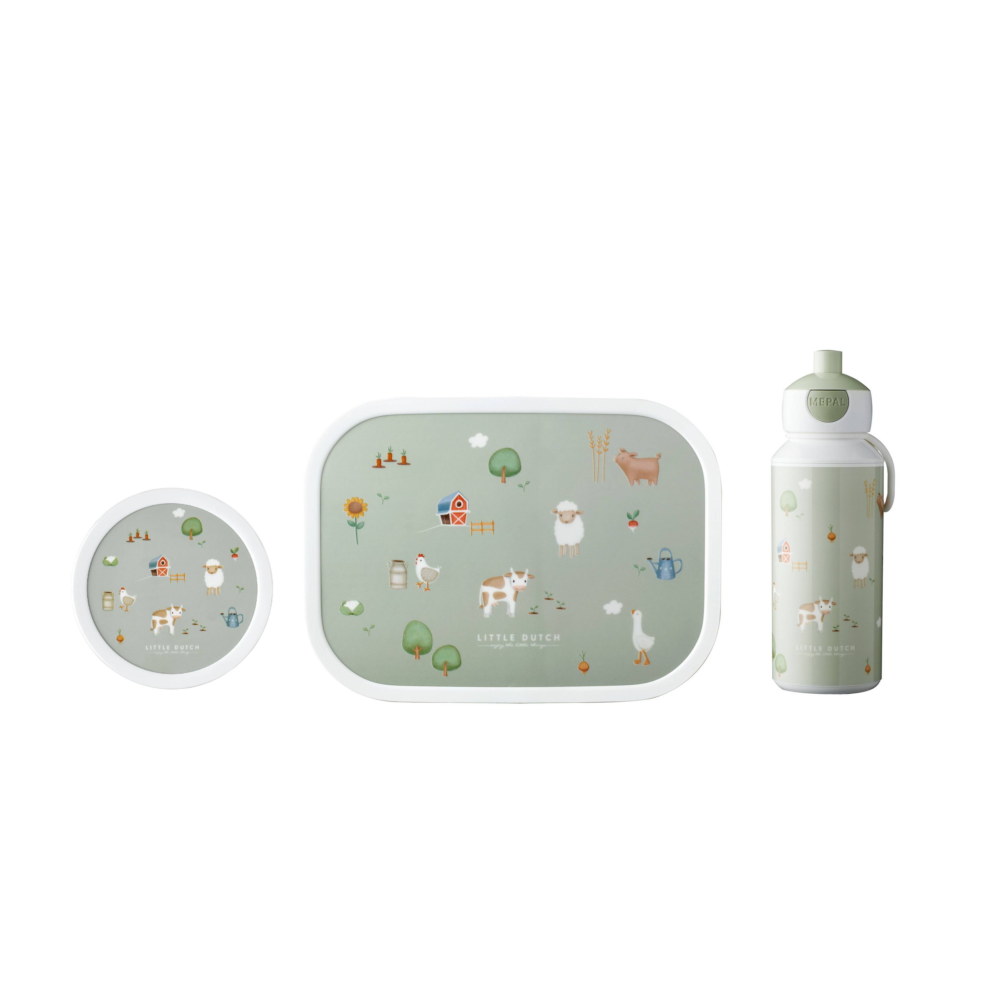 Mepal | Campus Lunchset | Fruchtbox, Bentobox & Trinkflasche | Spülmaschinenfest & BPA-frei | 300, 400 & 750 ml | Mit Fächern, Gabel & Clip-Verschlu