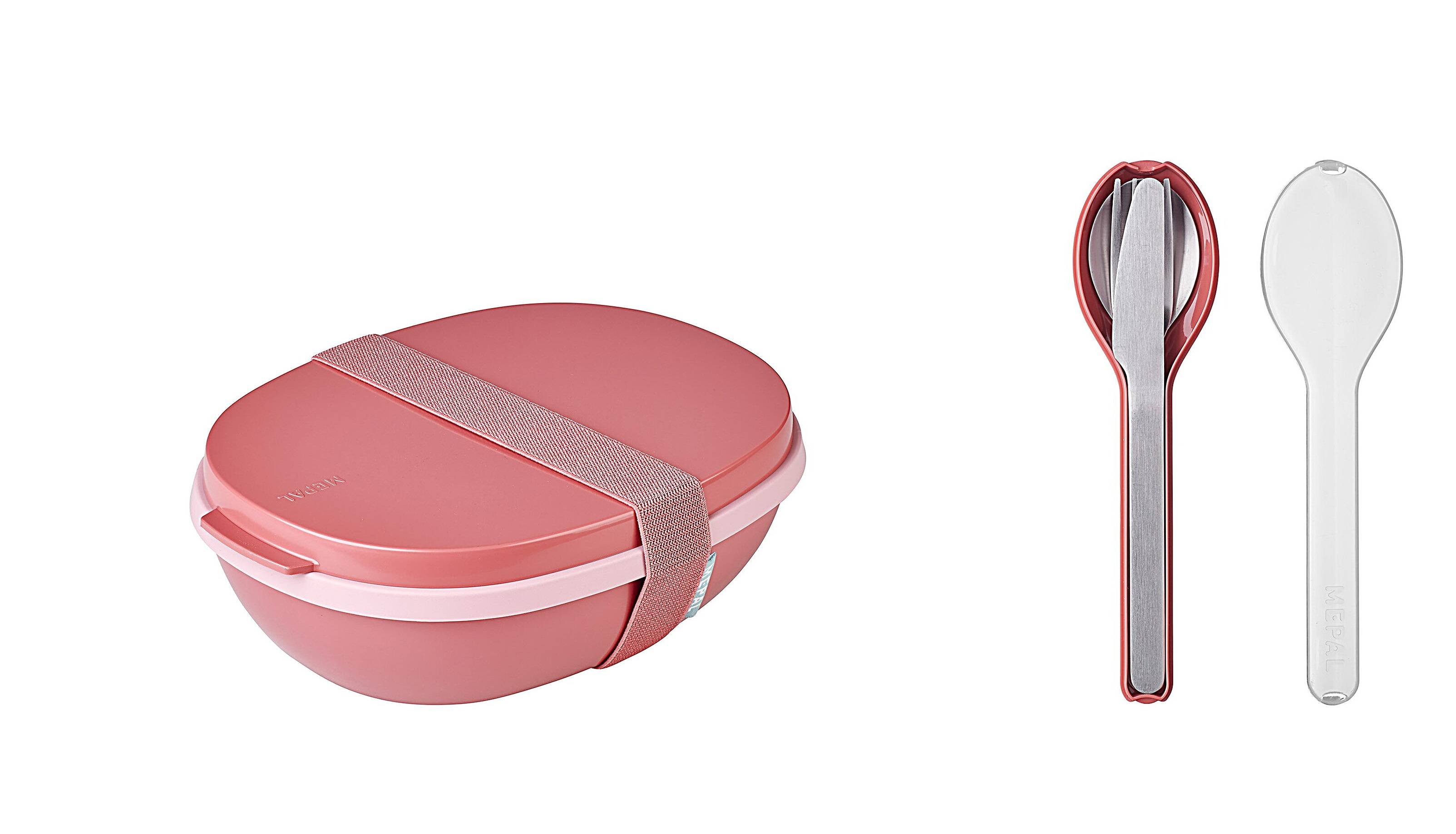 Mepal - Lunchbox Ellipse Duo to go Set - Meal Prep Box für Erwachsene & Salatbox zum Mitnehmen - Brotdose für ein gesundes Mittagessen - Ideal für