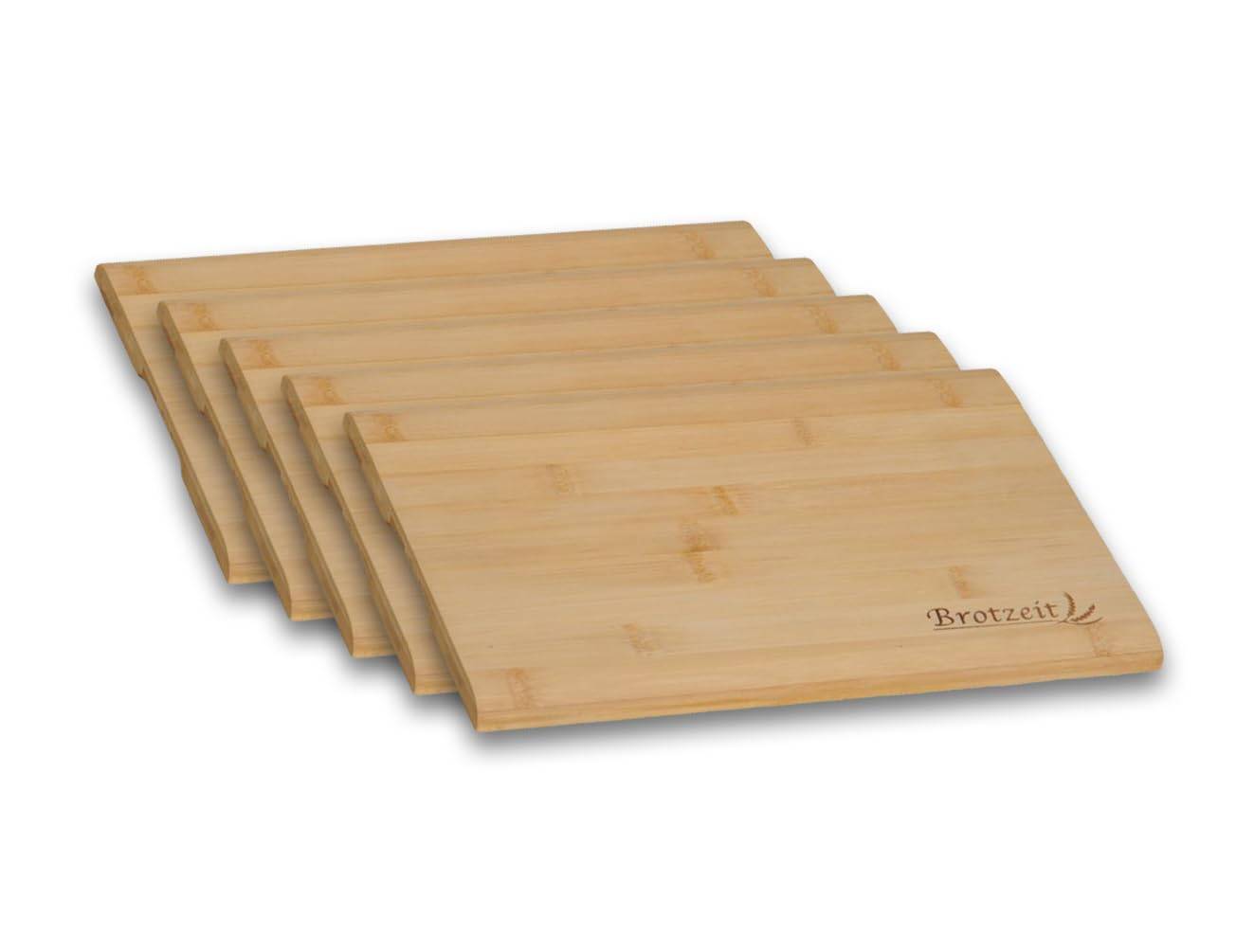 Kesper 58410 | 5er Set Brotzeitbrett 32 x 21 cm Bambus extra groß mit Einbrand Brotzeit Essbrett Schneidbrett Frühstücksbrettchen