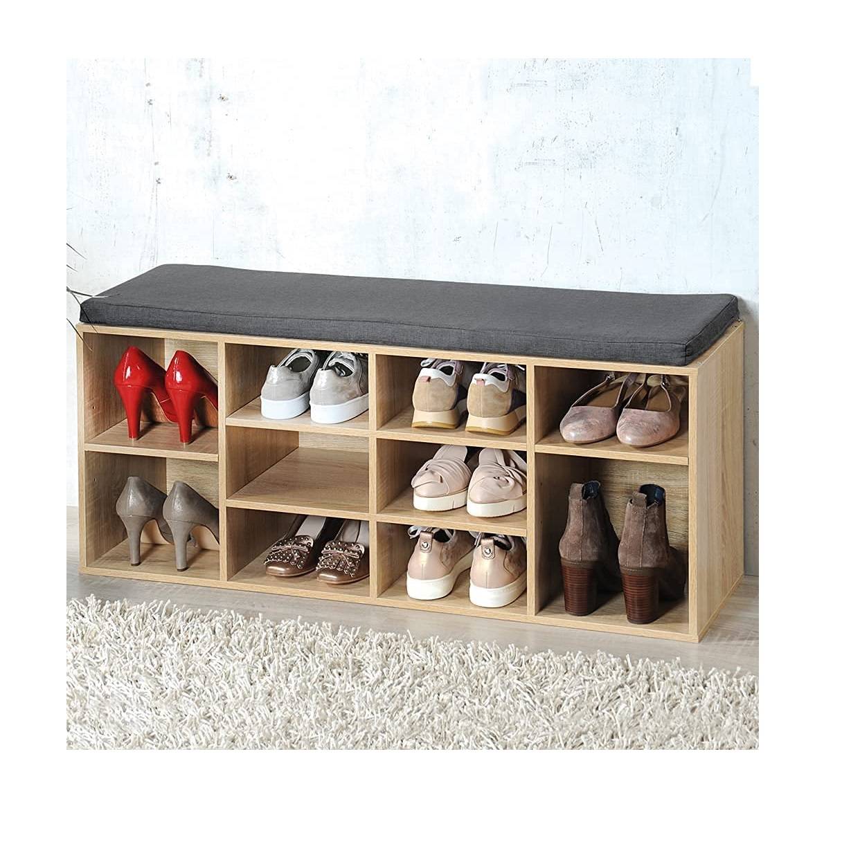 Kesper 15920 Schuhschrank mit Sitzkissen, eichefarben