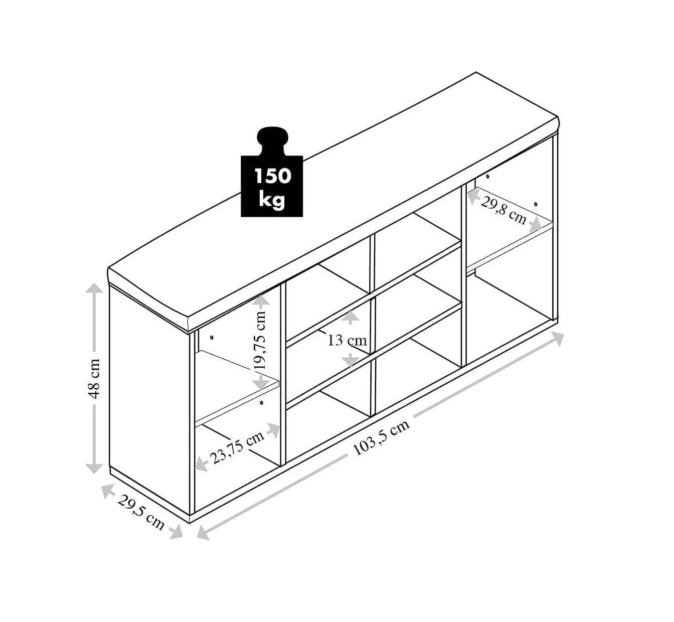 Kesper 15920 Schuhschrank mit Sitzkissen, eichefarben
