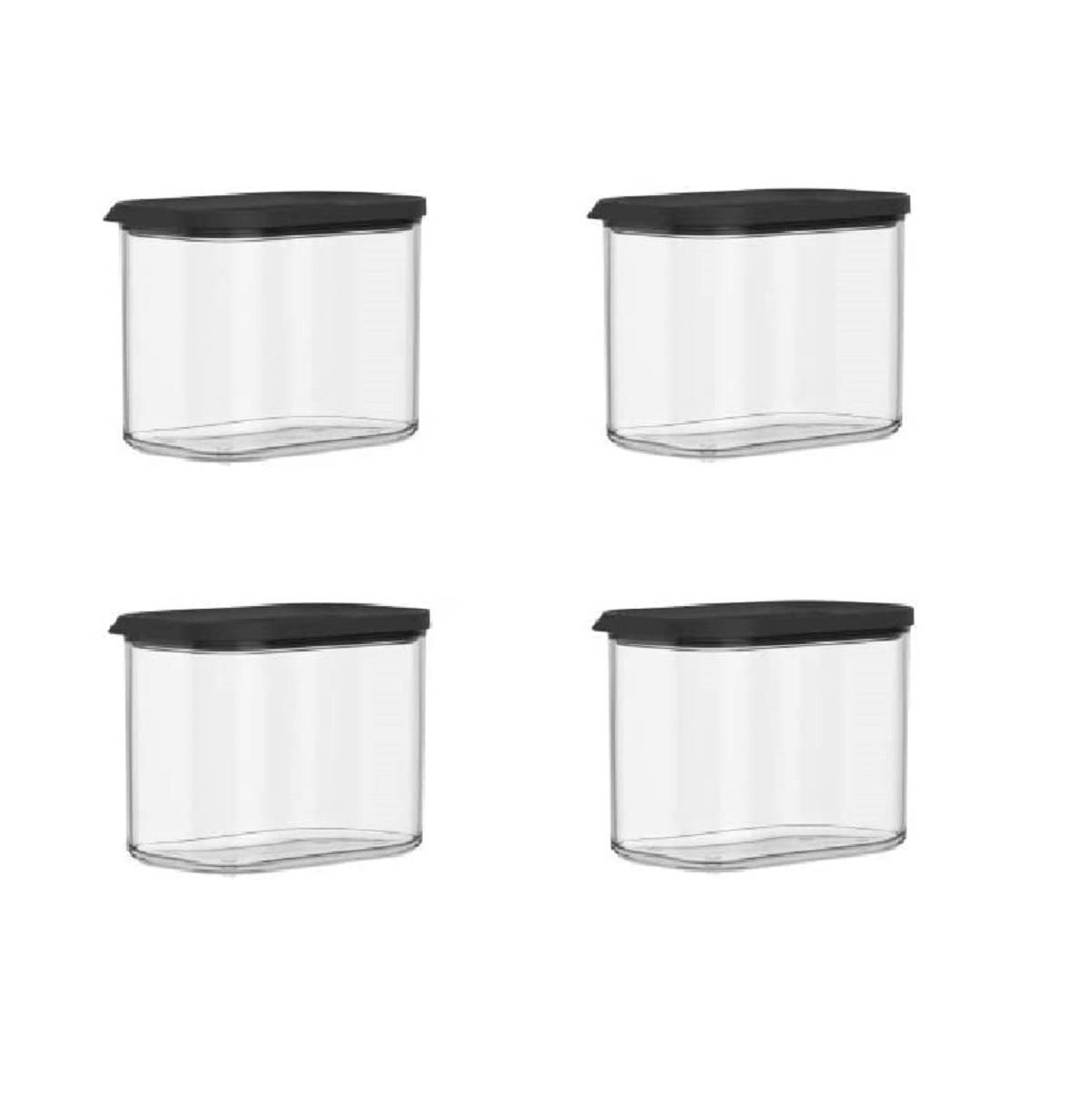 Mepal | Modula Vorratsdosen Set 4-tlg | 1000 ml Kapazität | ideal für Lebensmittelaufbewahrung | spülmaschinenfest | schwarz