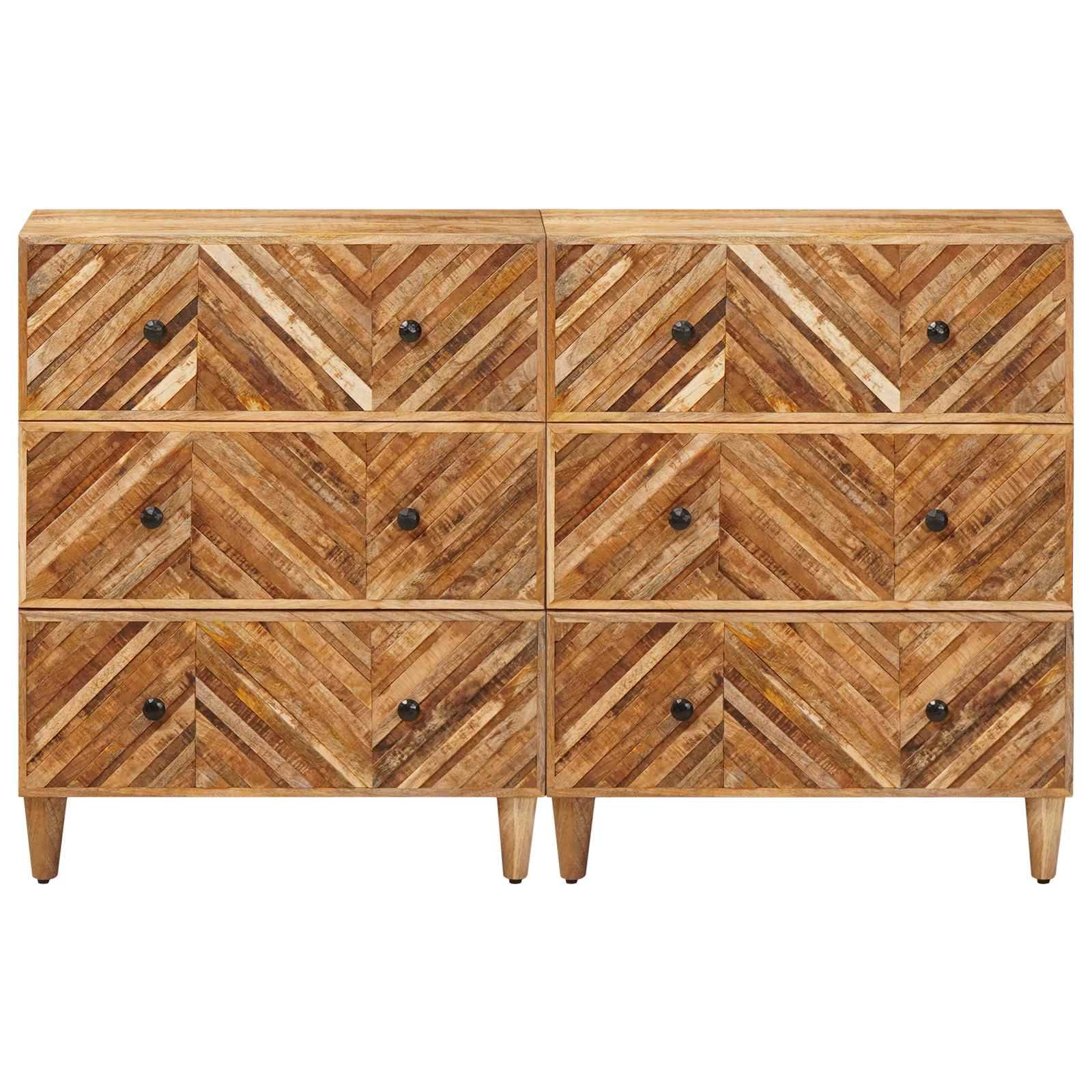 vidaXL Stauraumschränke 2 pcs Braun 60 x 33,5 x 75 cm Massivholz Mango