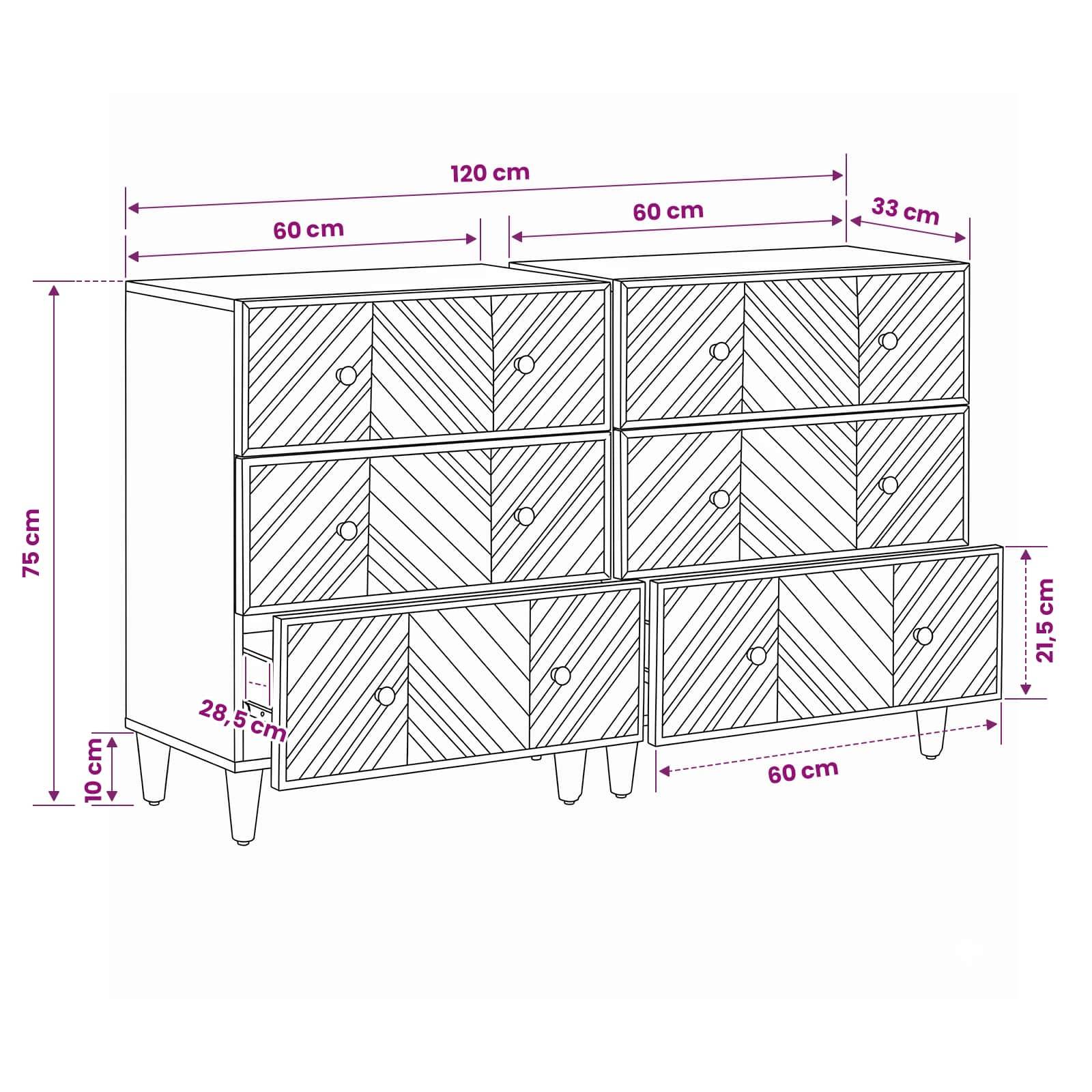 vidaXL Stauraumschränke 2 pcs Braun 60 x 33,5 x 75 cm Massivholz Mango