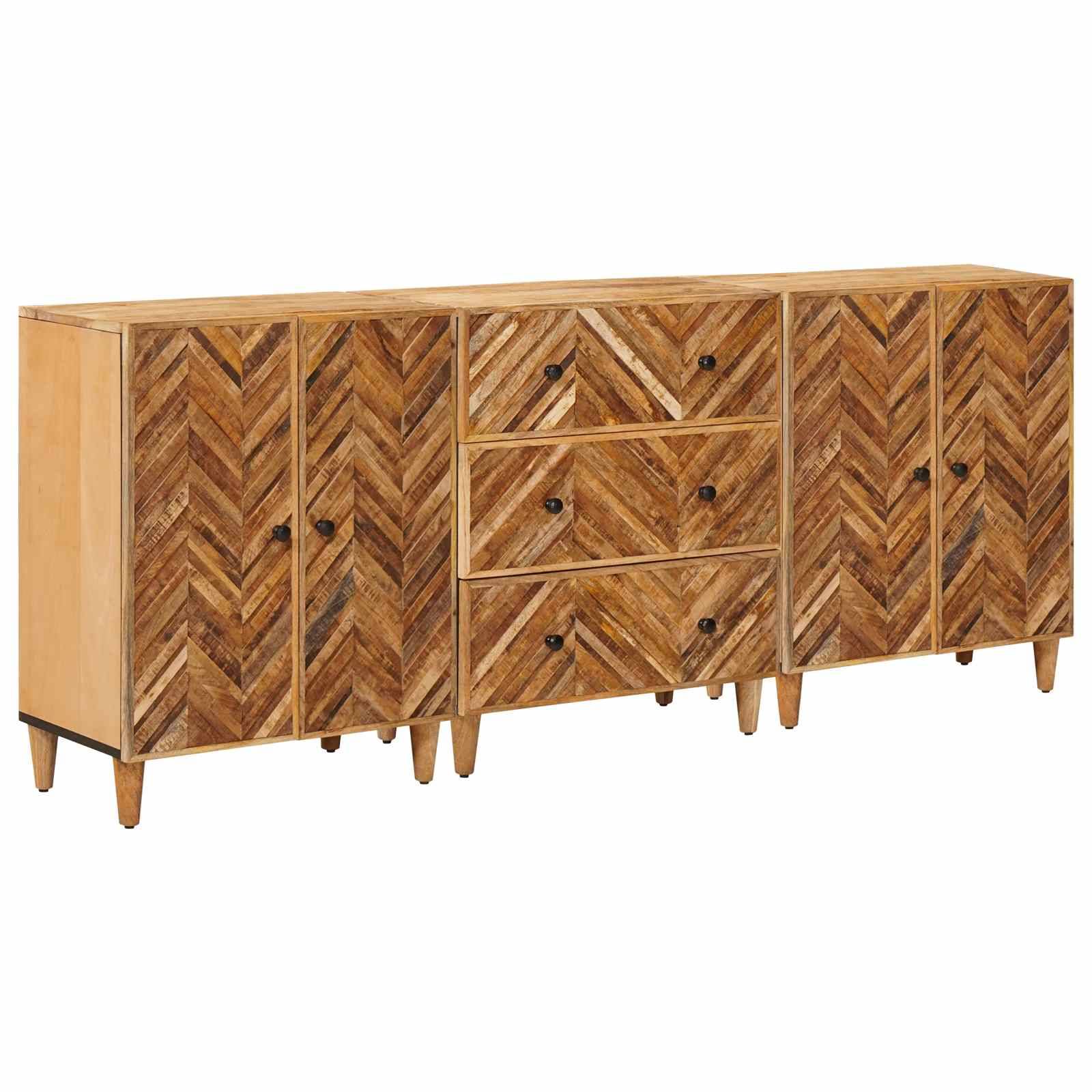 vidaXL Stauraumschränke 3 pcs Braun 60 x 33,5 x 75 cm Massivholz Mango