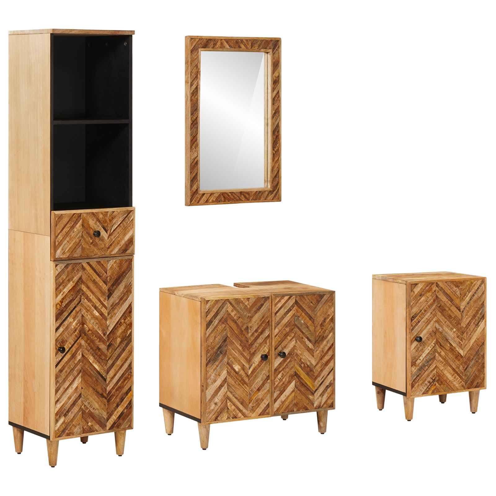 vidaXL Badezimmerschrank-Set mit Schubladen 4 pcs Massivholz Mango