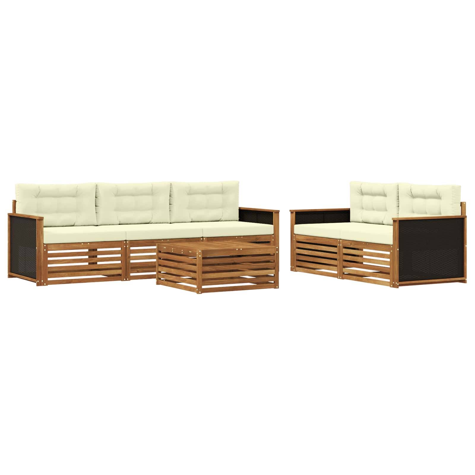 vidaXL Outdoor-Sofagarnitur 6 pcs Natur und Creme