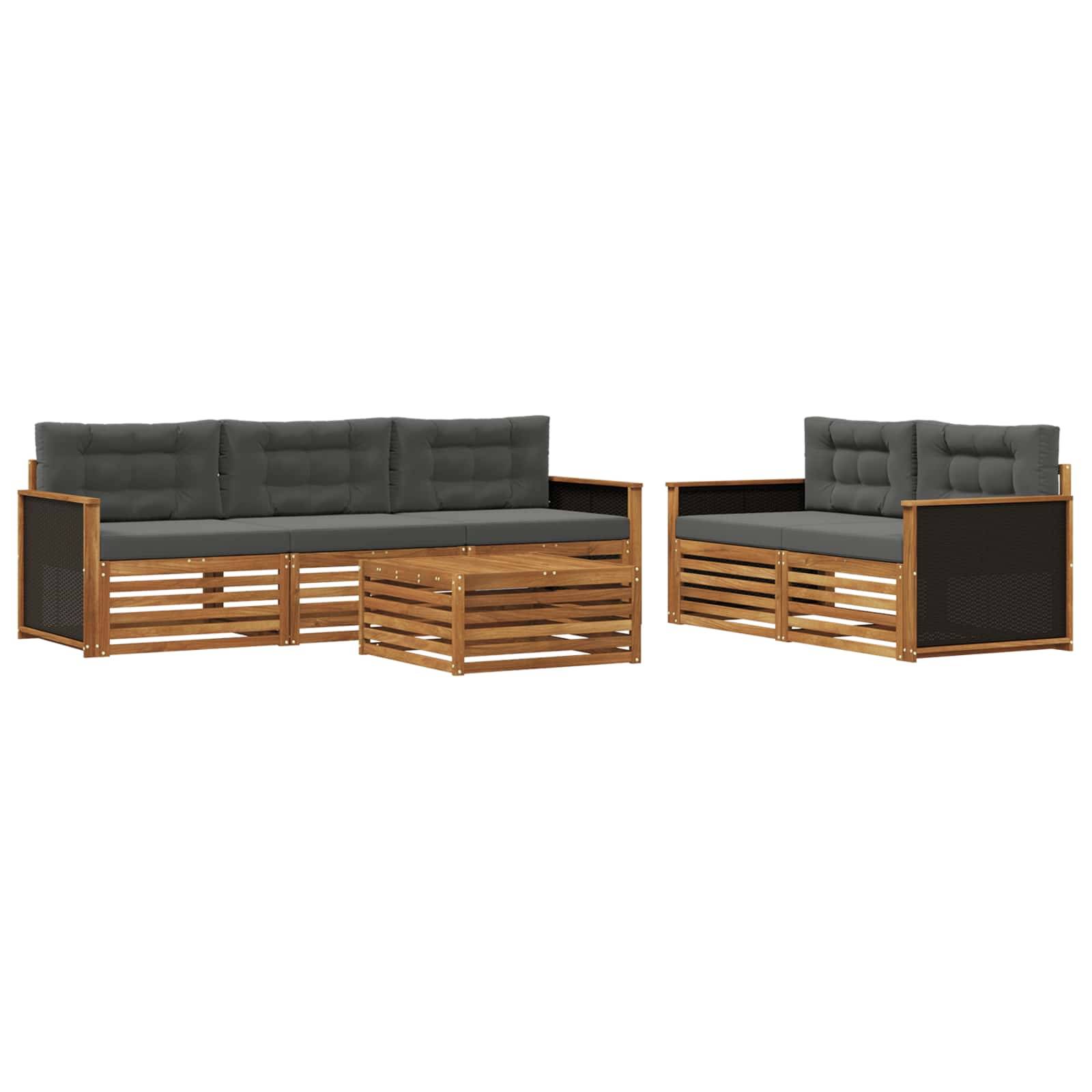 vidaXL Outdoor-Sofagarnitur 6 pcs Natur und Anthrazit