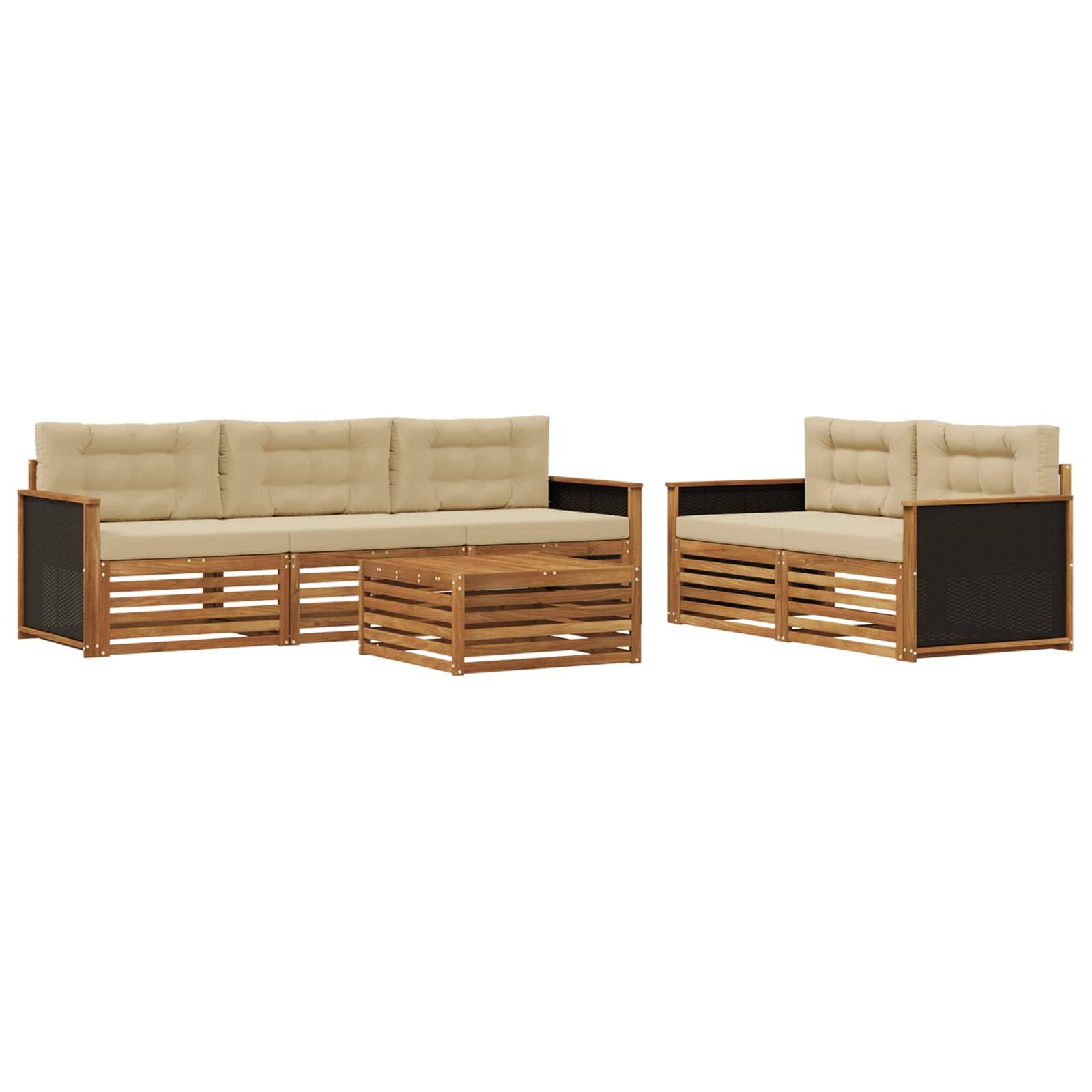 vidaXL Outdoor-Sofagarnitur 6 pcs Natur und Beige