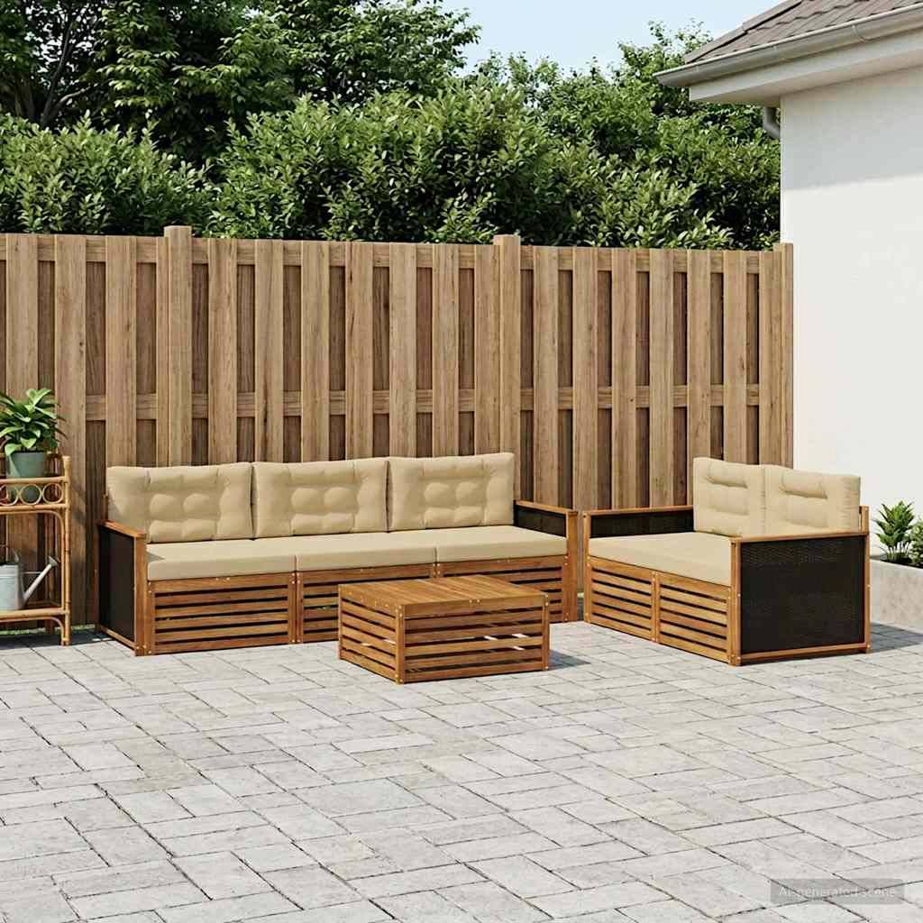 vidaXL Outdoor-Sofagarnitur 6 pcs Natur und Beige