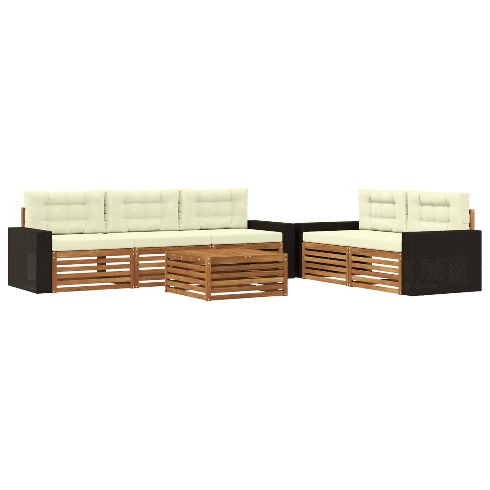 vidaXL Outdoor-Sofagarnitur 6 pcs Natur und Creme