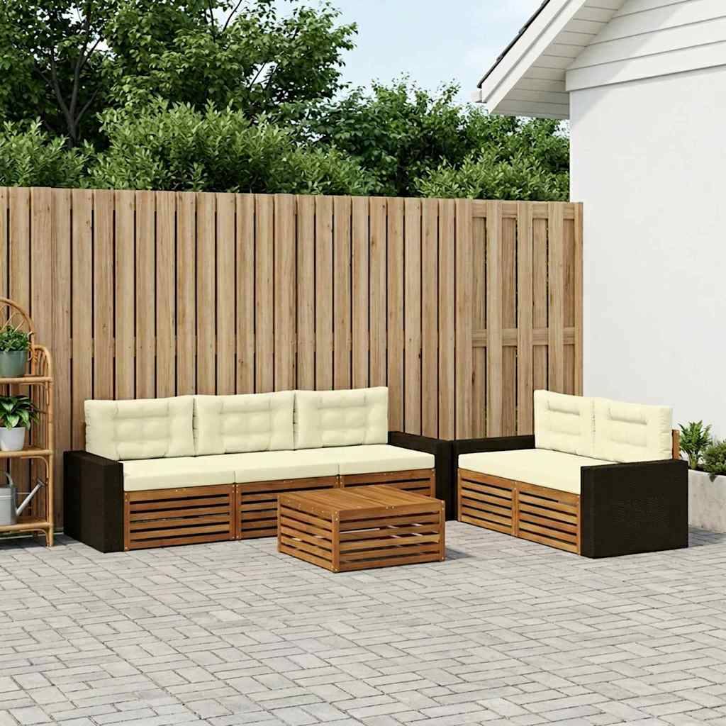 vidaXL Outdoor-Sofagarnitur 6 pcs Natur und Creme