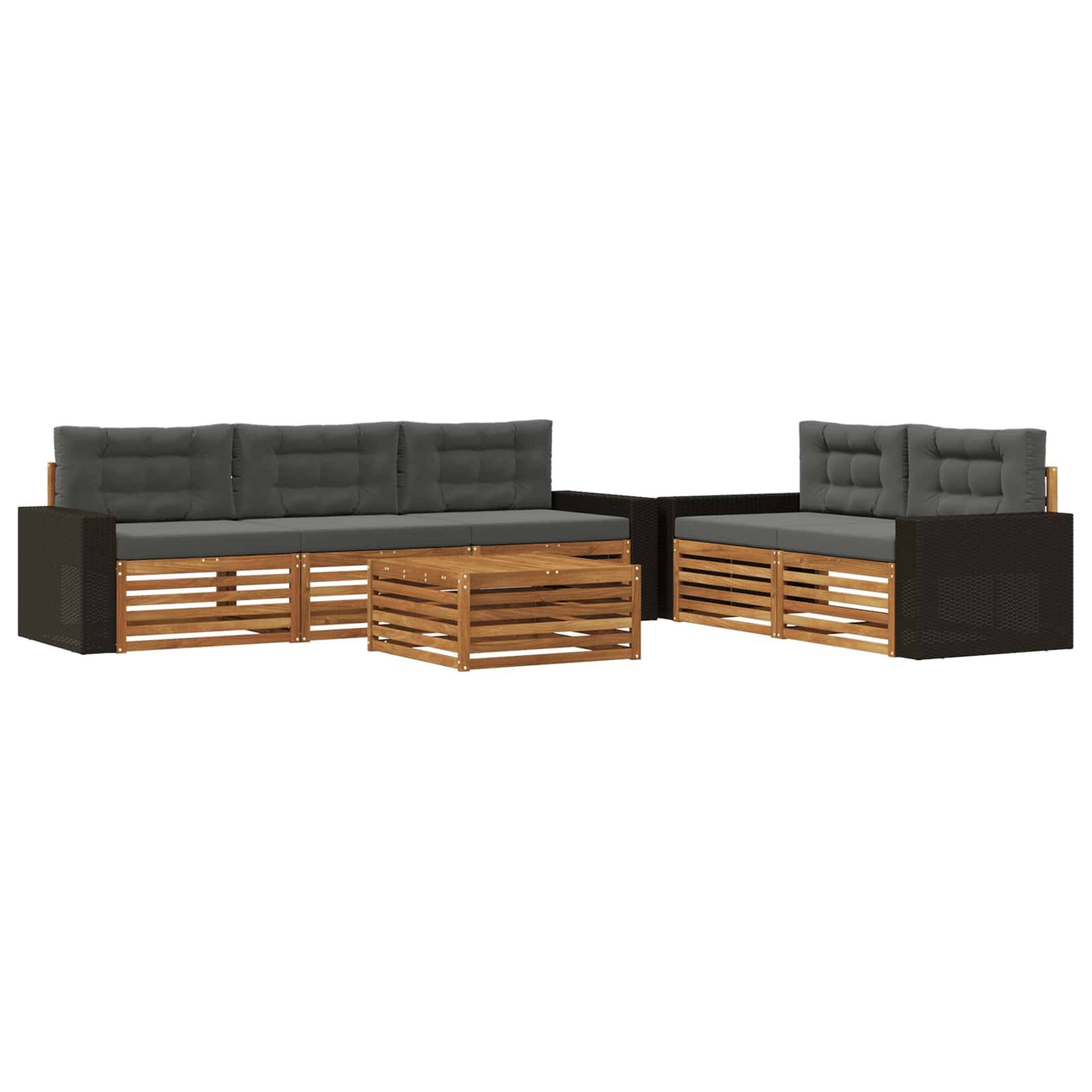 vidaXL Outdoor-Sofagarnitur 6 pcs Natur und Anthrazit