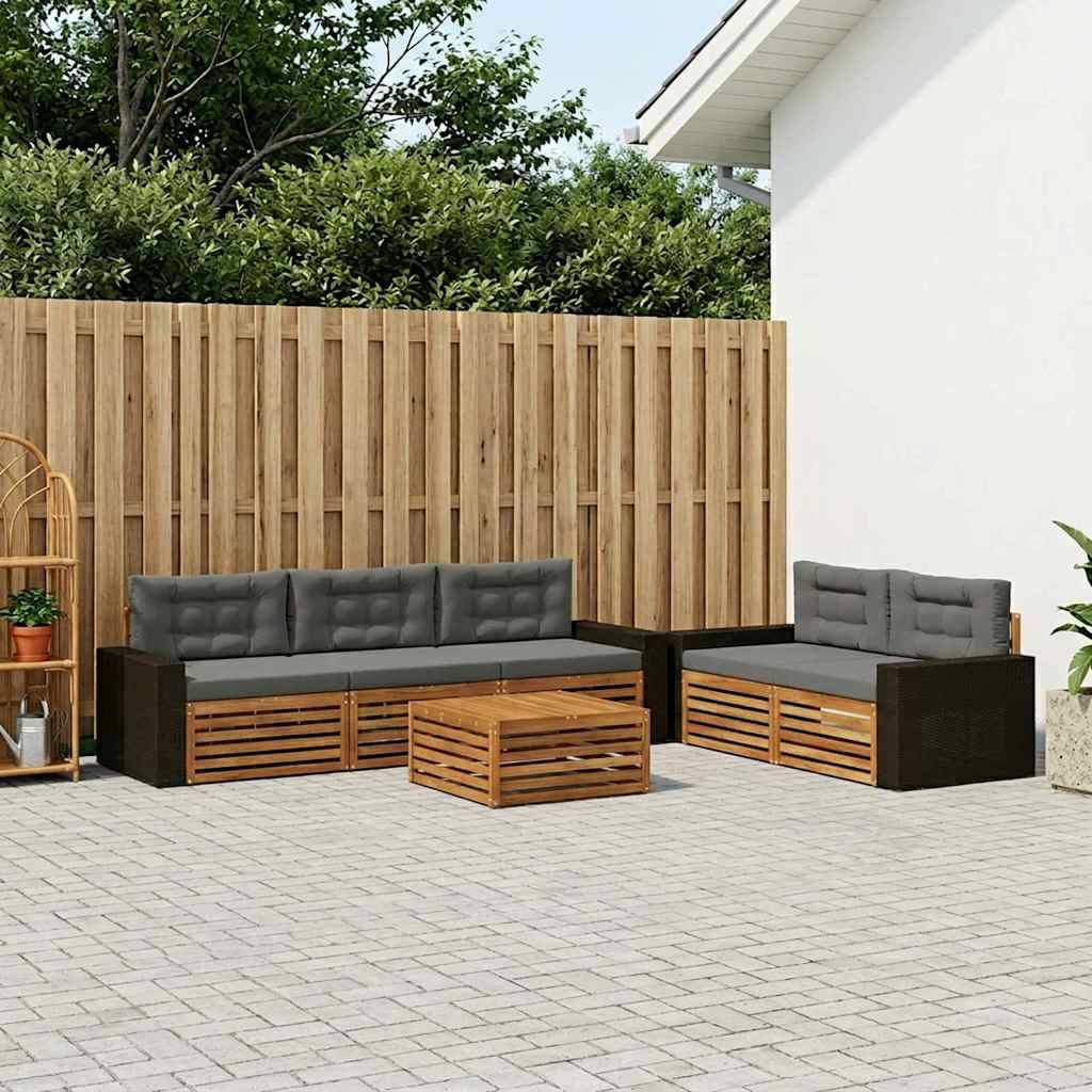 vidaXL Outdoor-Sofagarnitur 6 pcs Natur und Anthrazit