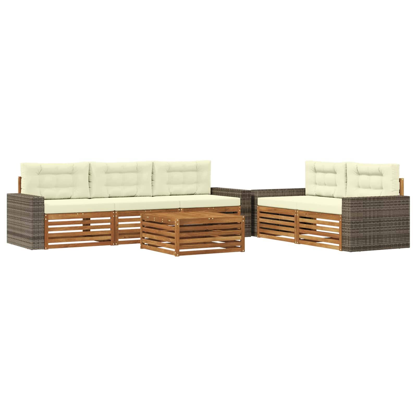 vidaXL Outdoor-Sofagarnitur 6 pcs Natur und Creme