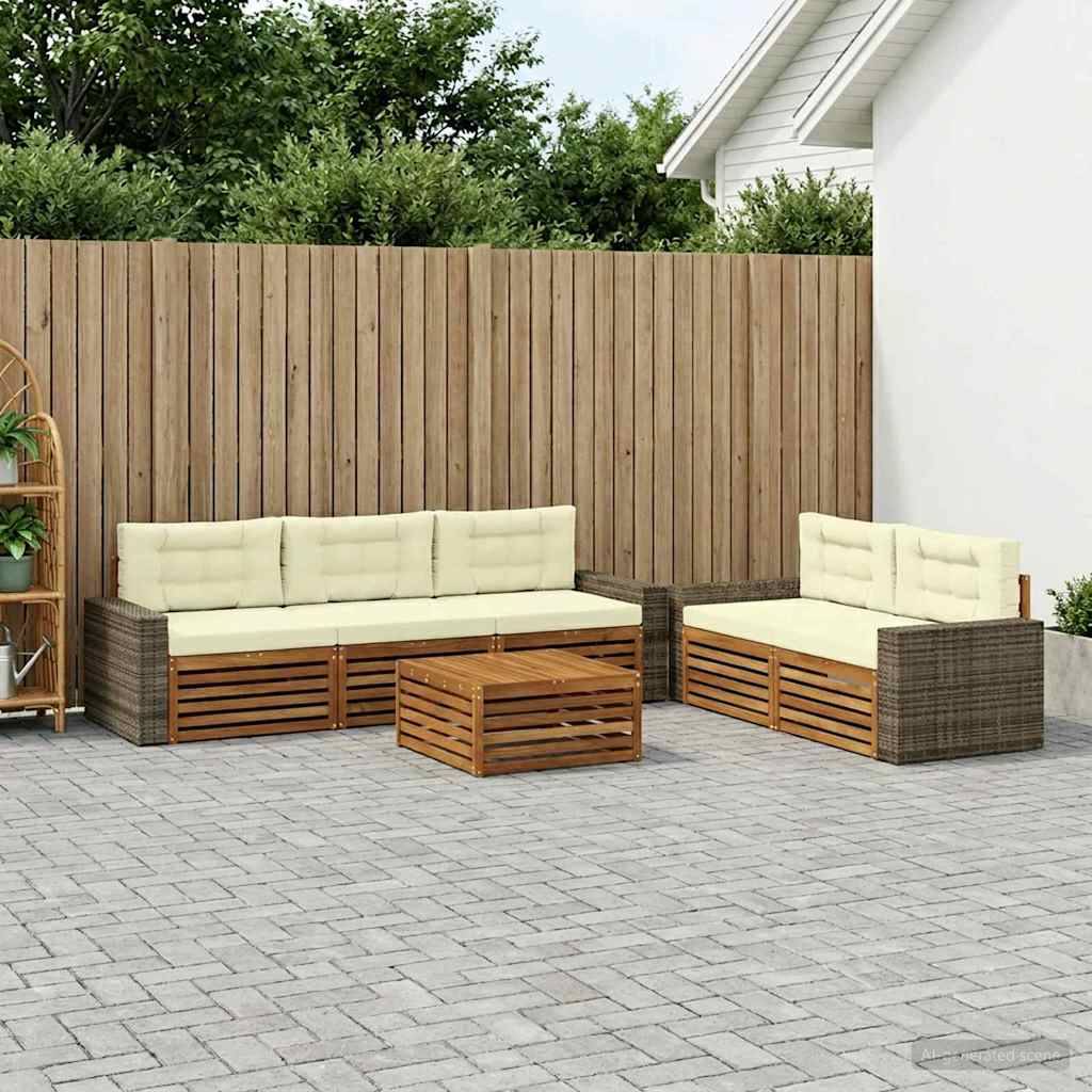 vidaXL Outdoor-Sofagarnitur 6 pcs Natur und Creme