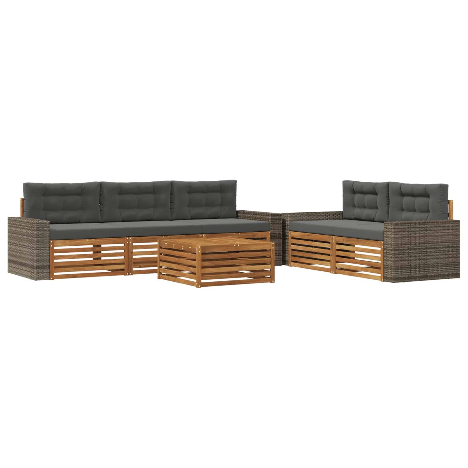 vidaXL Outdoor-Sofagarnitur 6 pcs Natur und Anthrazit