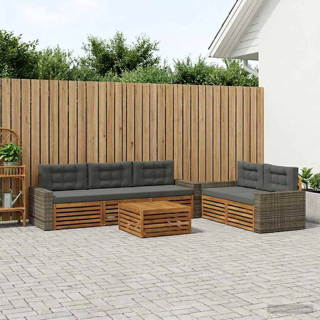 vidaXL Outdoor-Sofagarnitur 6 pcs Natur und Anthrazit
