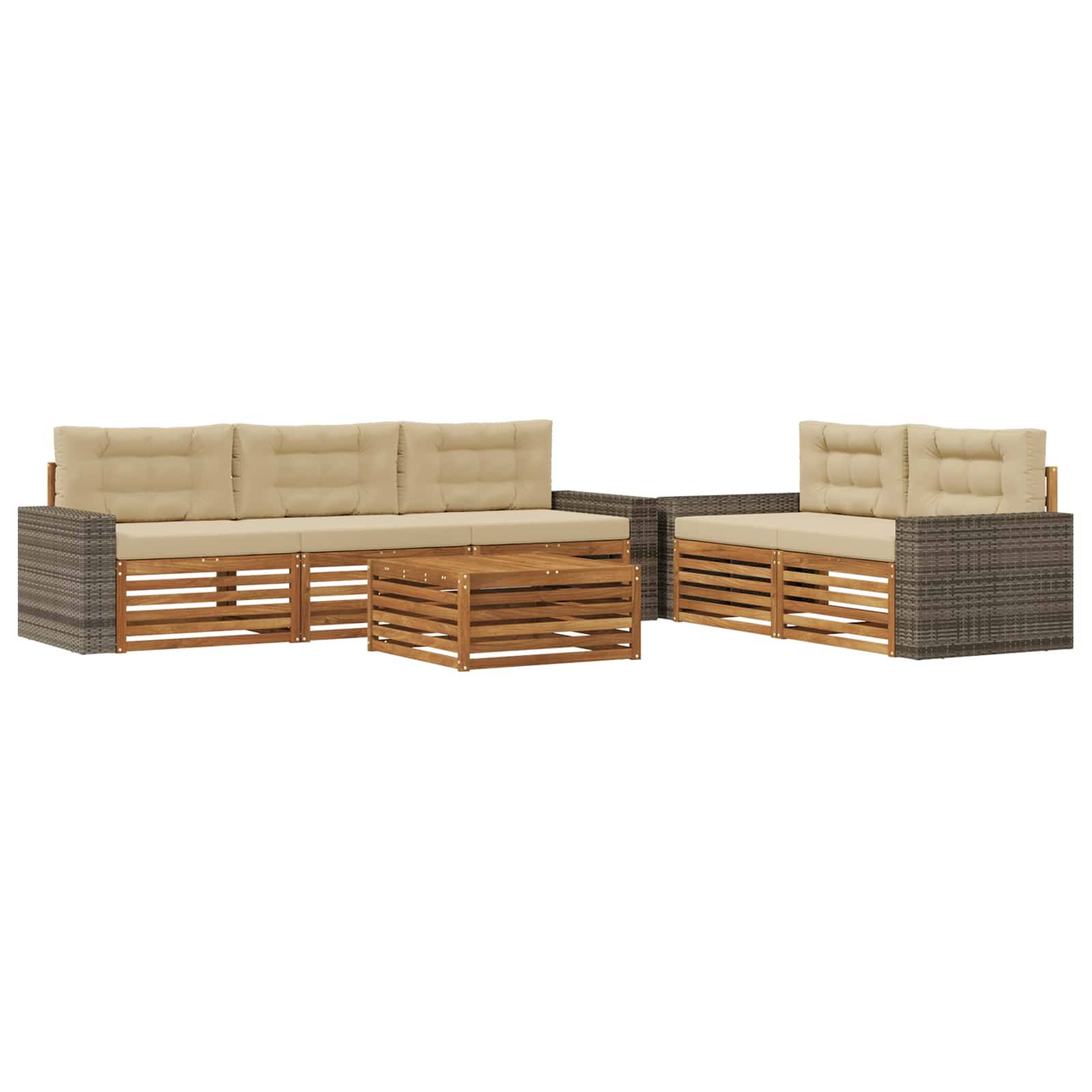 vidaXL Outdoor-Sofagarnitur 6 pcs Natur und Beige