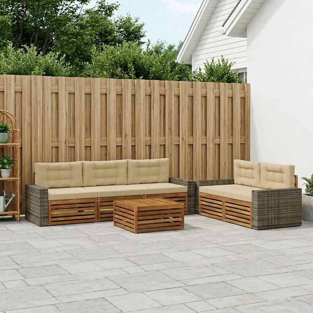vidaXL Outdoor-Sofagarnitur 6 pcs Natur und Beige