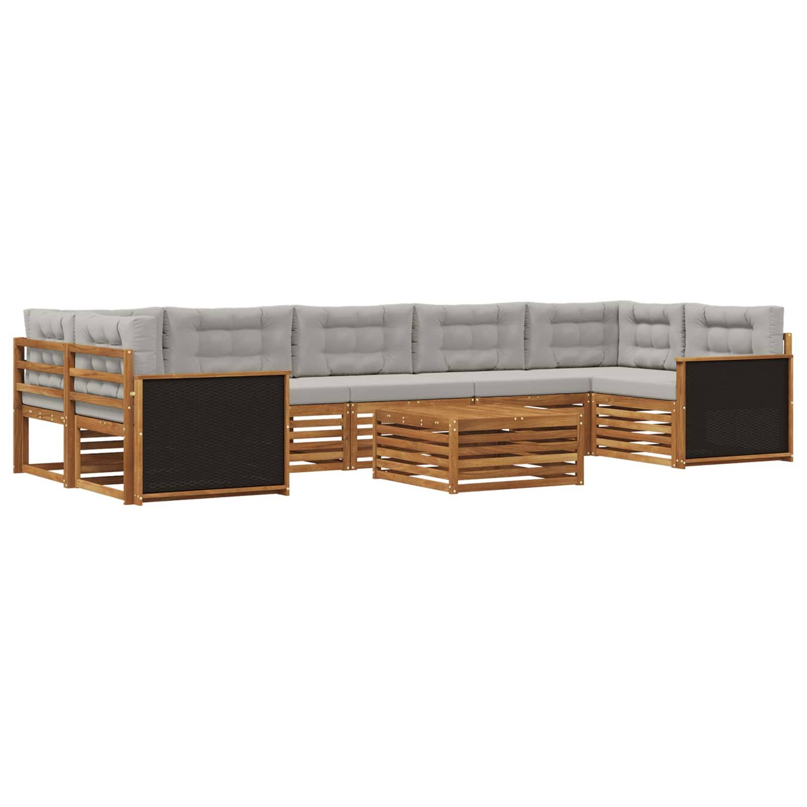 vidaXL Outdoor-Sofagarnitur 8 pcs Natürlich und Hellgrau