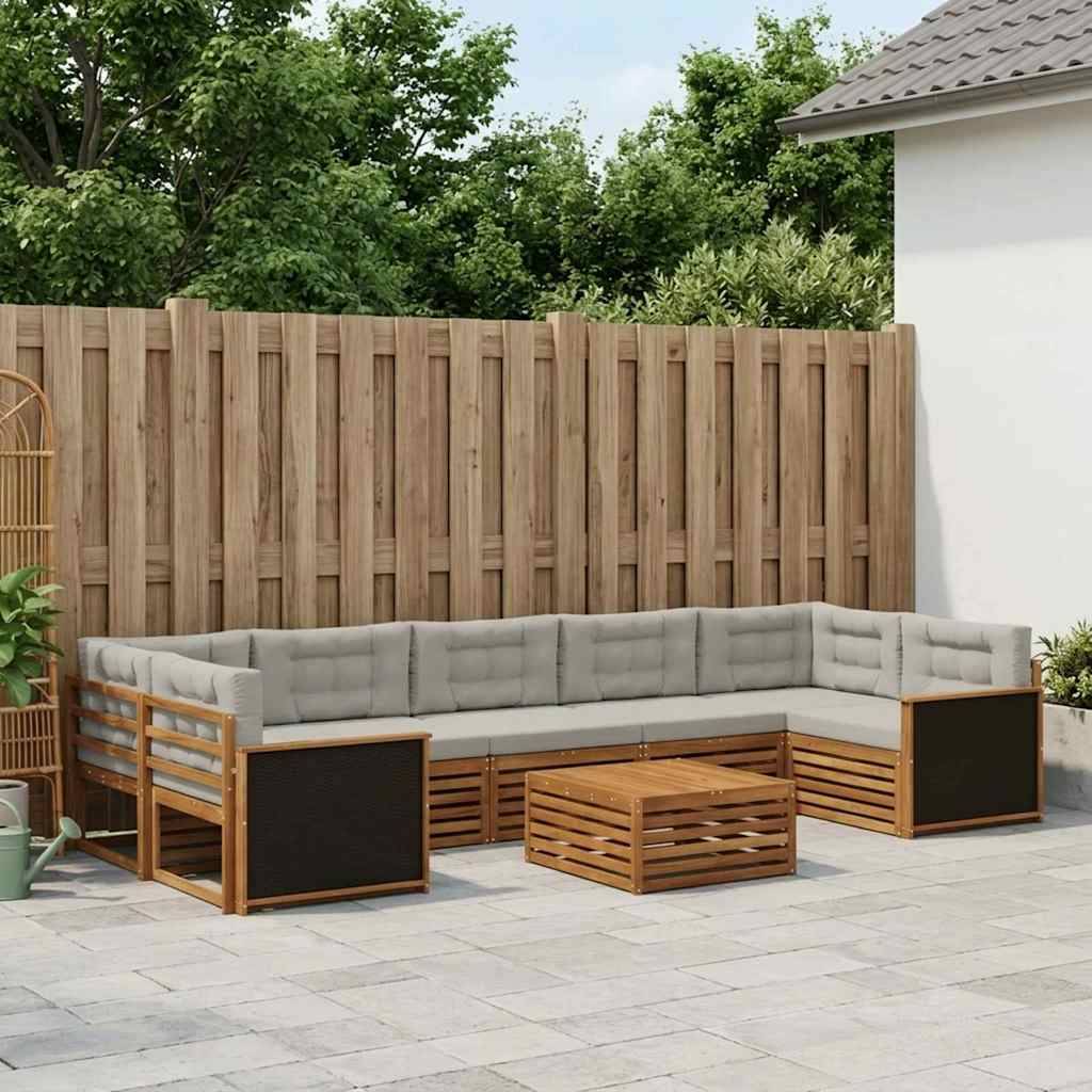 vidaXL Outdoor-Sofagarnitur 8 pcs Natürlich und Hellgrau