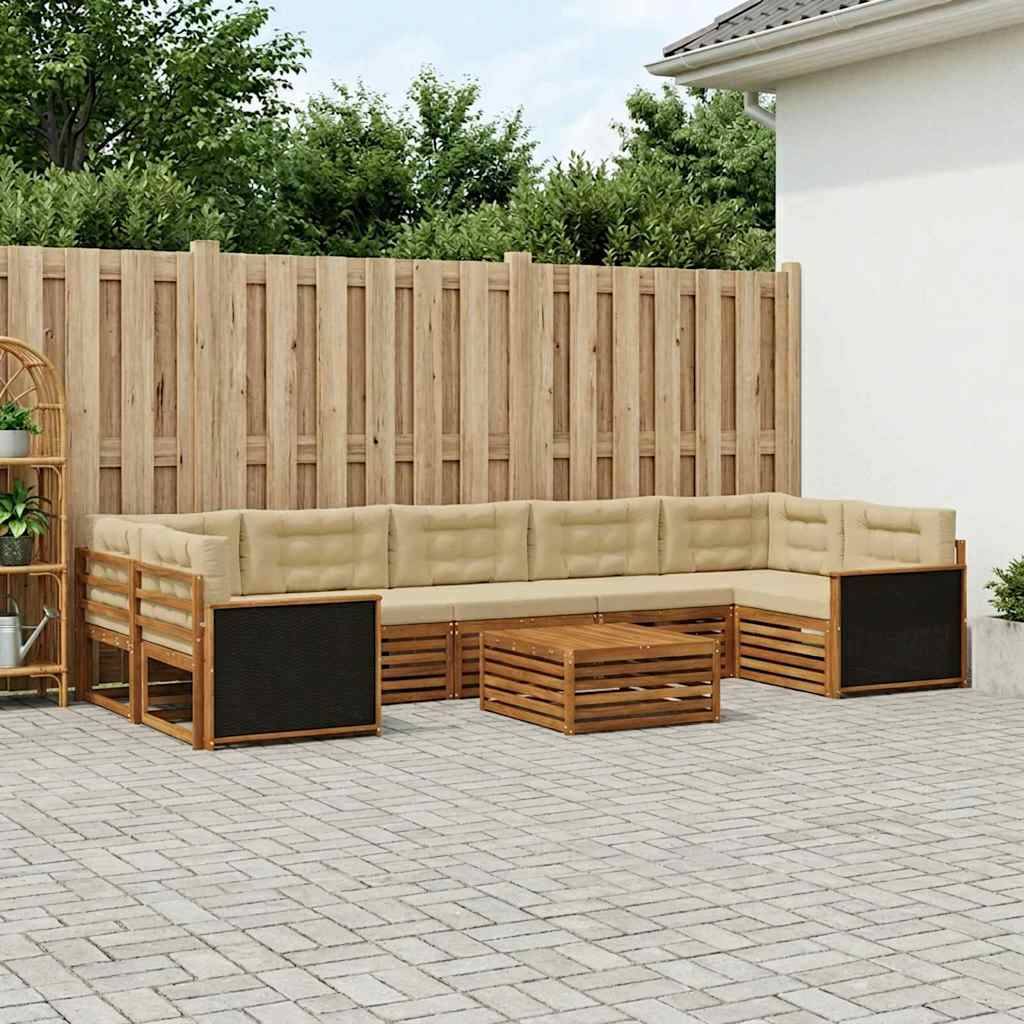 vidaXL Outdoor-Sofagarnitur 8 pcs Natur und Beige