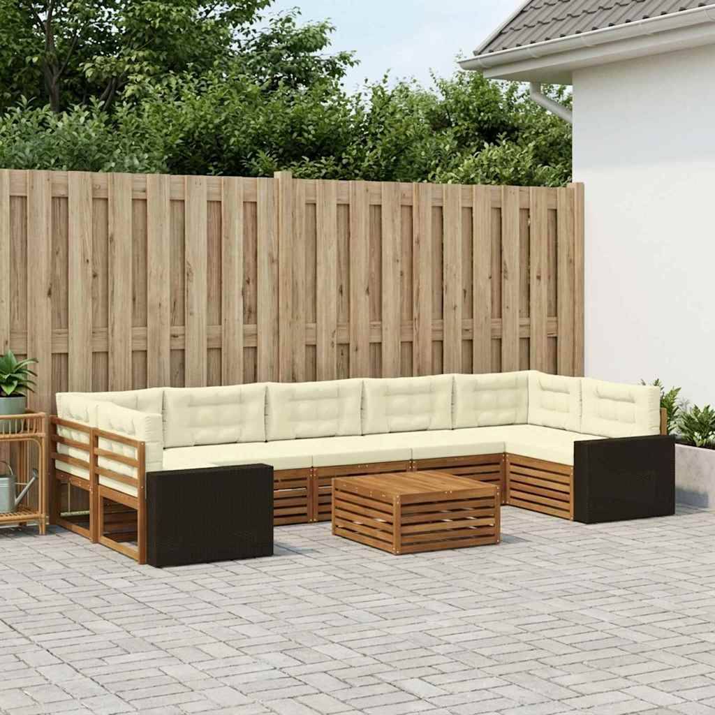 vidaXL Outdoor-Sofagarnitur 8 pcs Natur und Creme