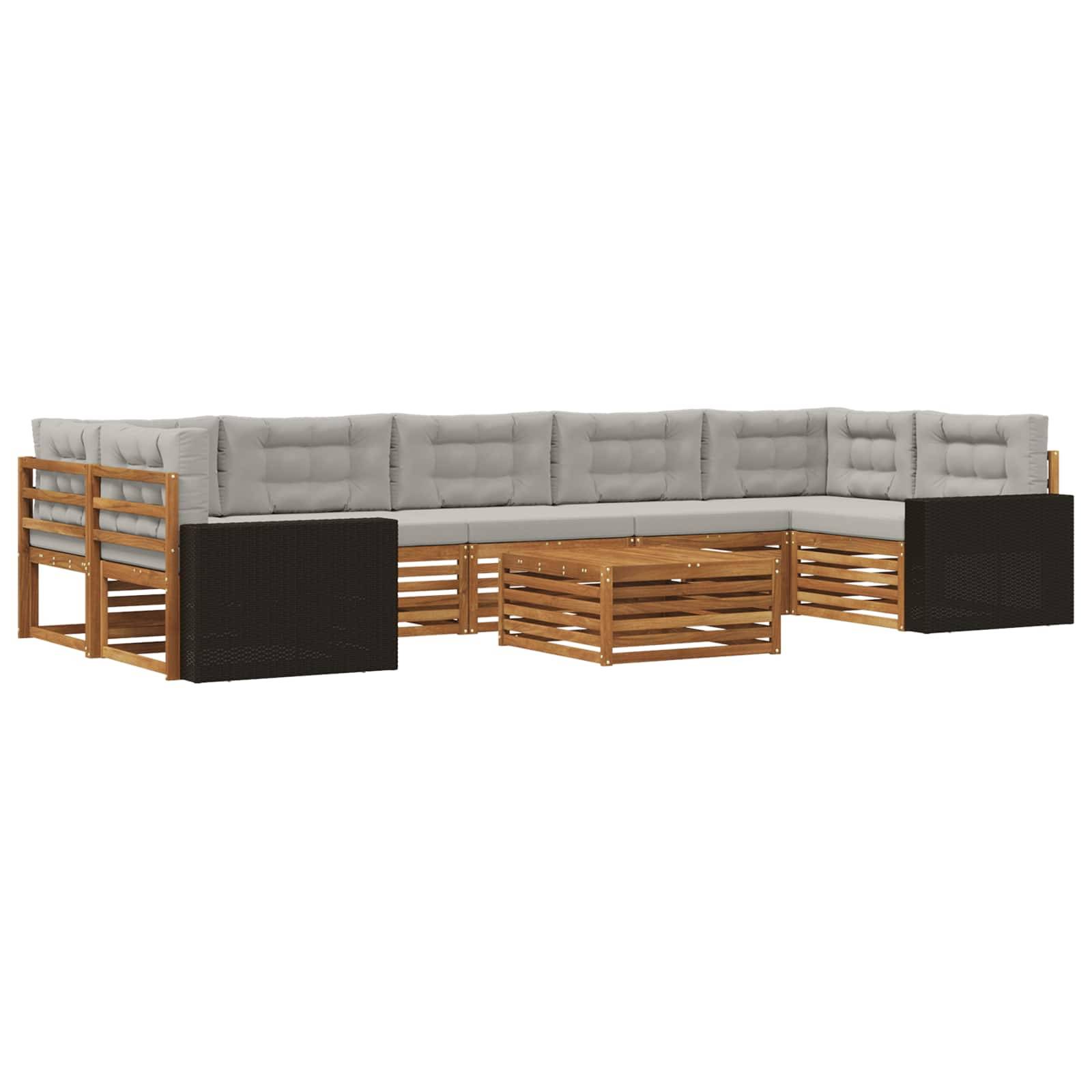 vidaXL Outdoor-Sofagarnitur 8 pcs Natürlich und Hellgrau