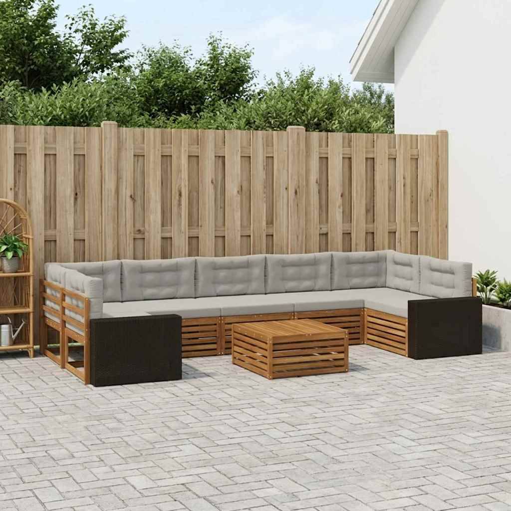 vidaXL Outdoor-Sofagarnitur 8 pcs Natürlich und Hellgrau