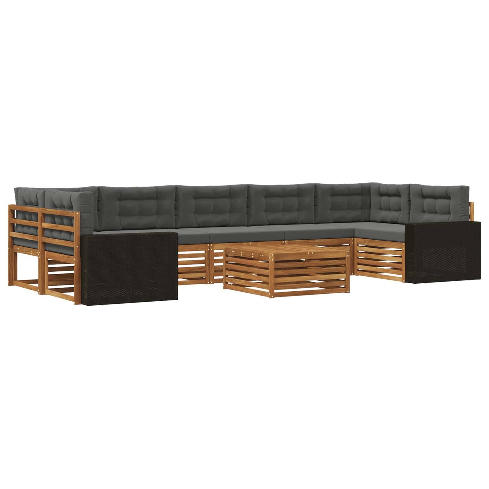 vidaXL Outdoor-Sofagarnitur 8 pcs Natur und Anthrazit