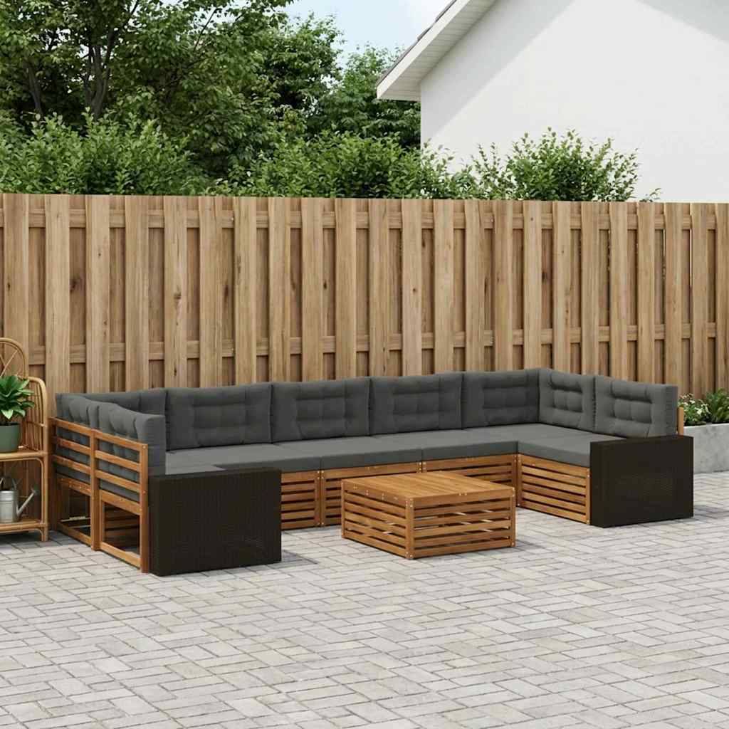 vidaXL Outdoor-Sofagarnitur 8 pcs Natur und Anthrazit