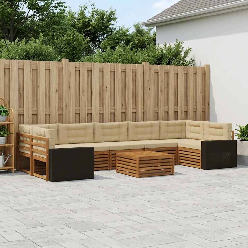 vidaXL Outdoor-Sofagarnitur 8 pcs Natur und Beige