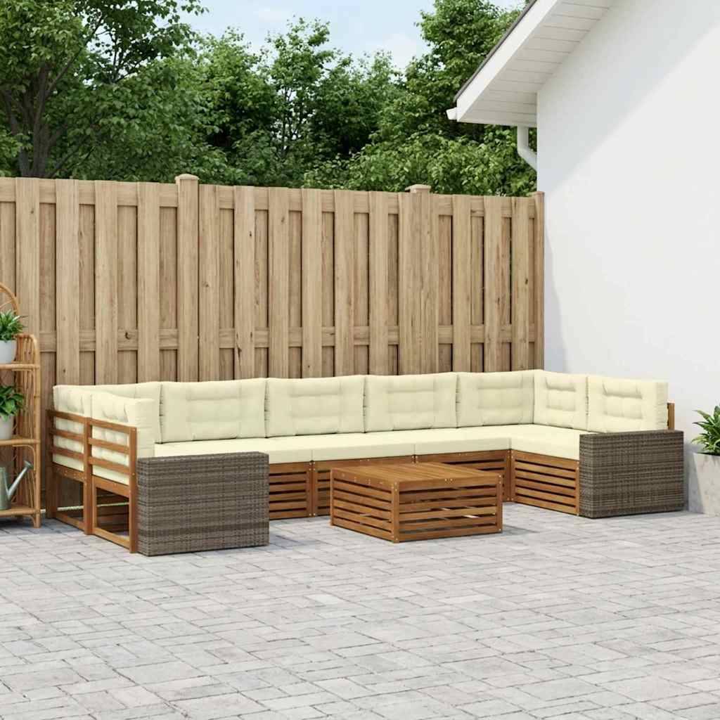 vidaXL Outdoor-Sofagarnitur 8 pcs Natur und Creme