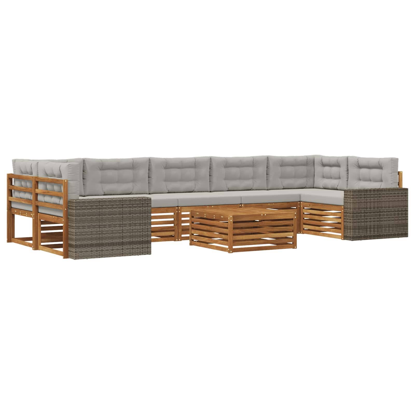 vidaXL Outdoor-Sofagarnitur 8 pcs Natürlich und Hellgrau