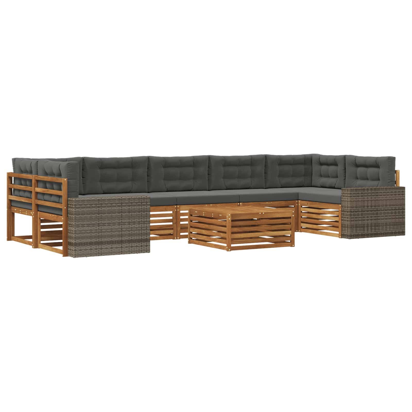 vidaXL Outdoor-Sofagarnitur 8 pcs Natur und Anthrazit