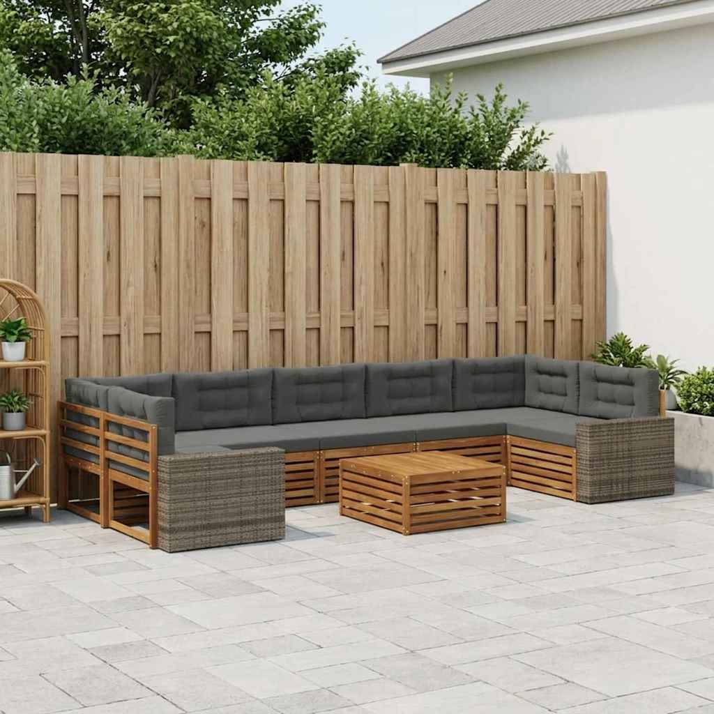 vidaXL Outdoor-Sofagarnitur 8 pcs Natur und Anthrazit