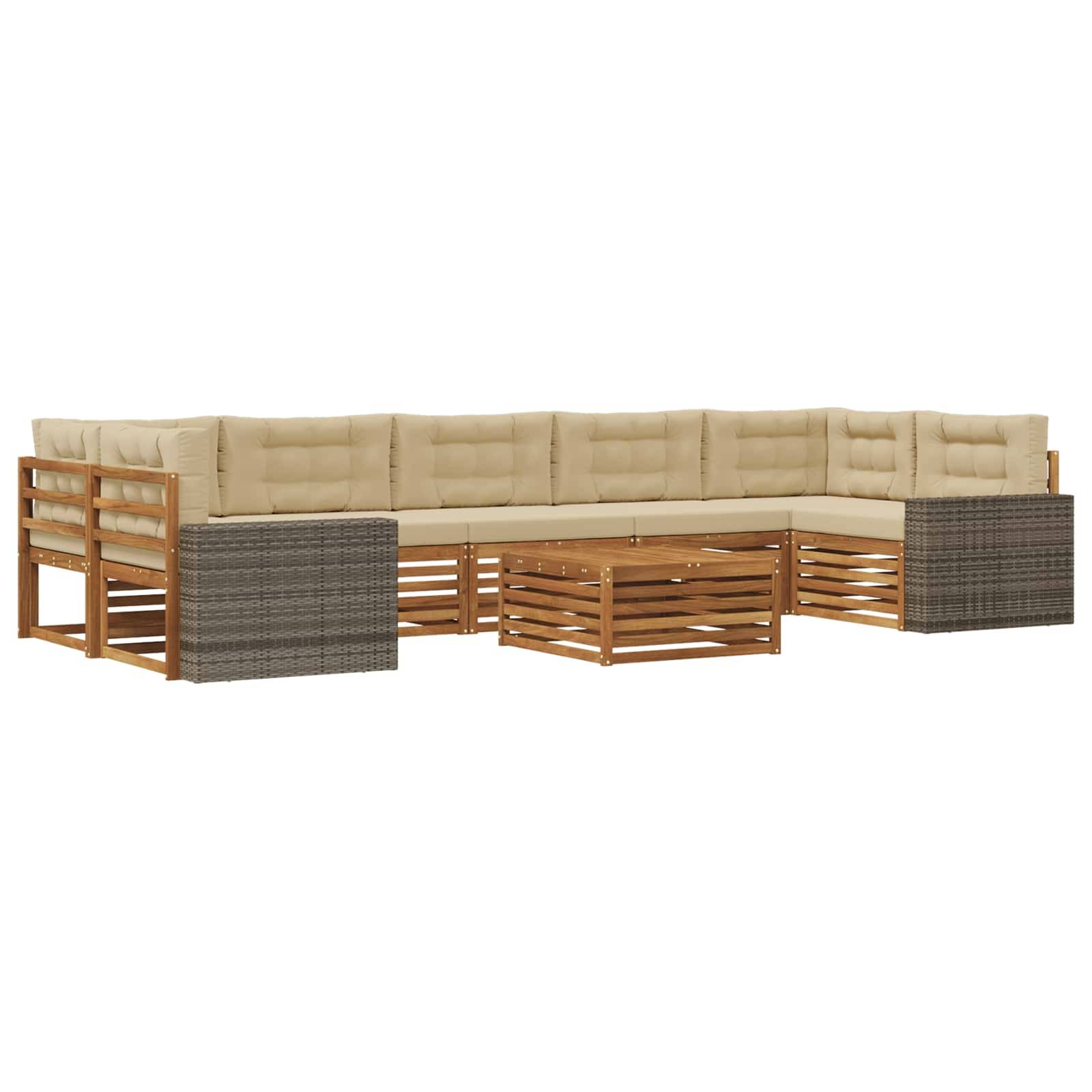 vidaXL Outdoor-Sofagarnitur 8 pcs Natur und Beige