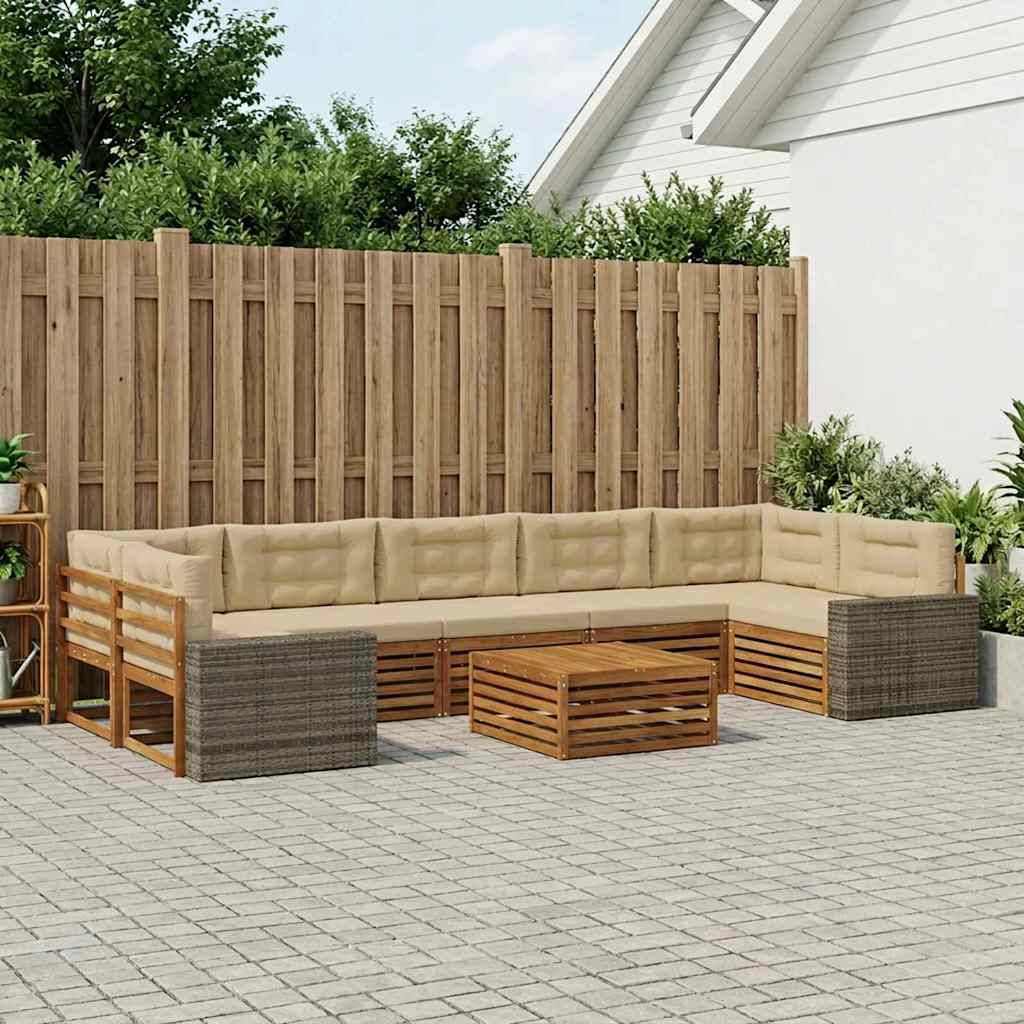 vidaXL Outdoor-Sofagarnitur 8 pcs Natur und Beige